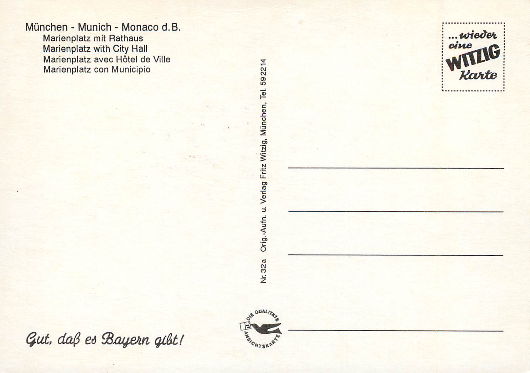 CPM Marienplatz avec Hotel de Ville — Rückseite