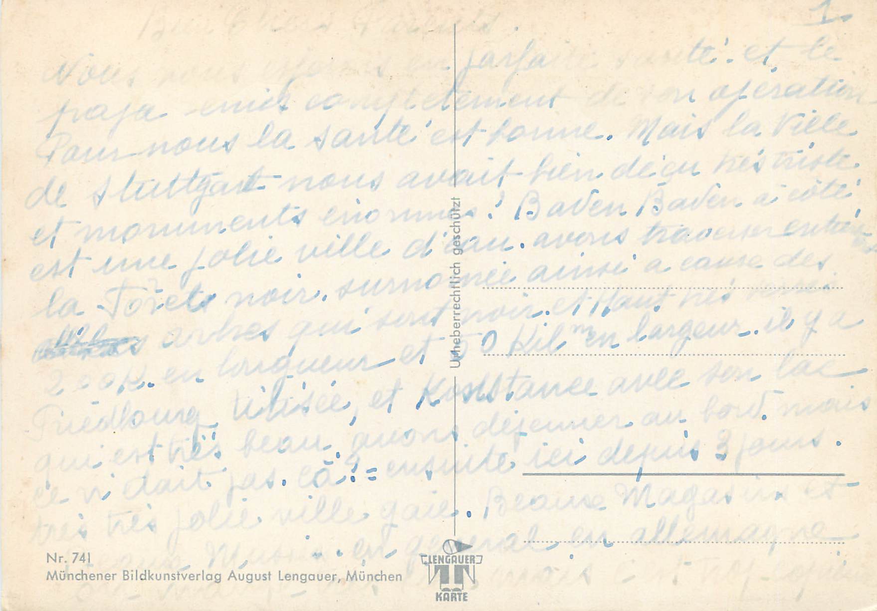 CPM Bildkunstverlag August Lengauer — Verso