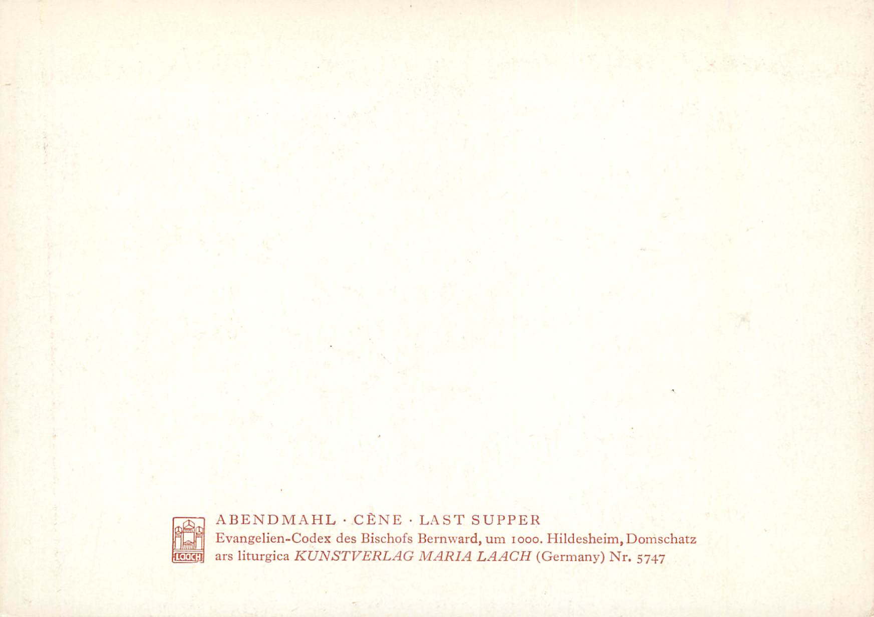 CPM Abendmahl-Cene-Last Supper  Maria Laacht — Verso
