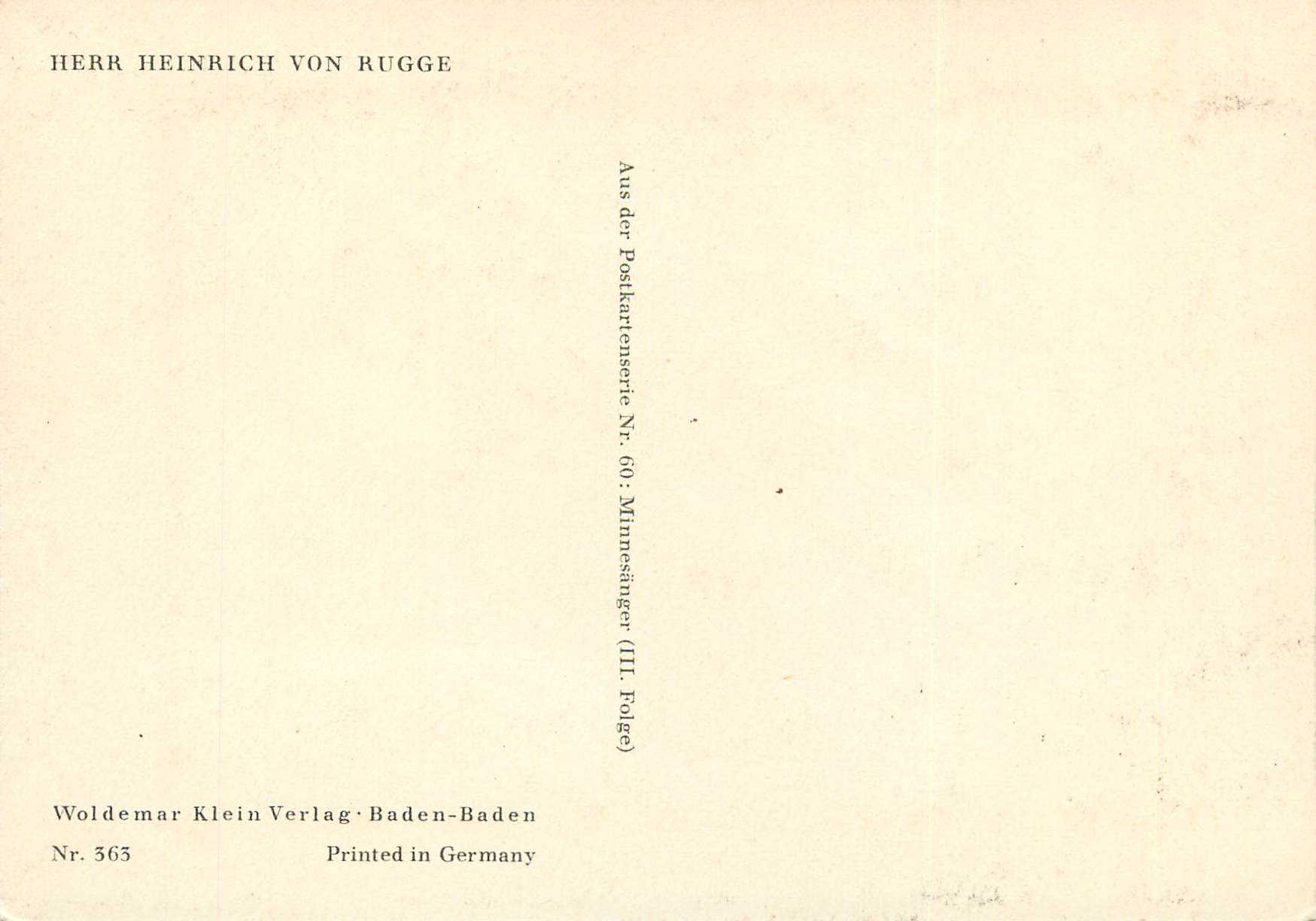 CPM Herr Heinrich von Rugge — Rückseite