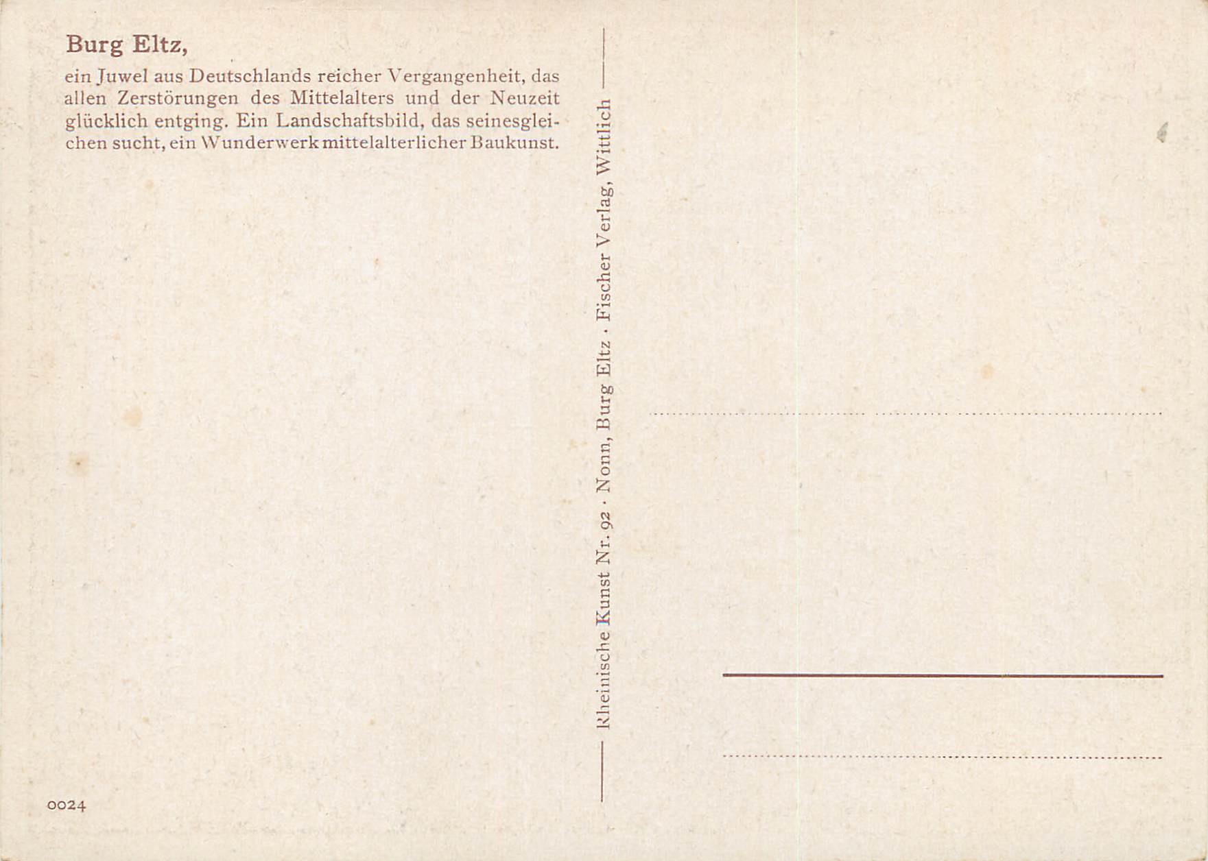 CPM Burg Eltz — Verso