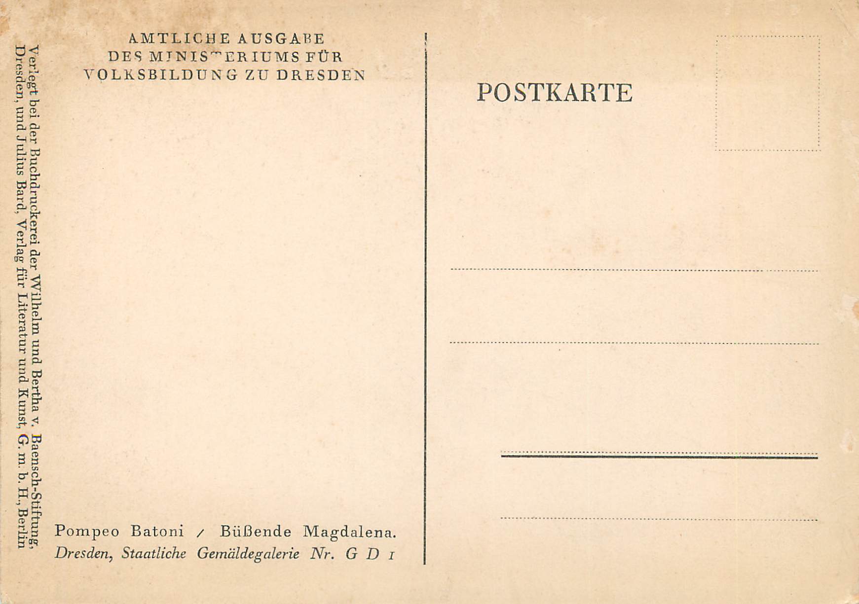 CPM Magdalena — Verso