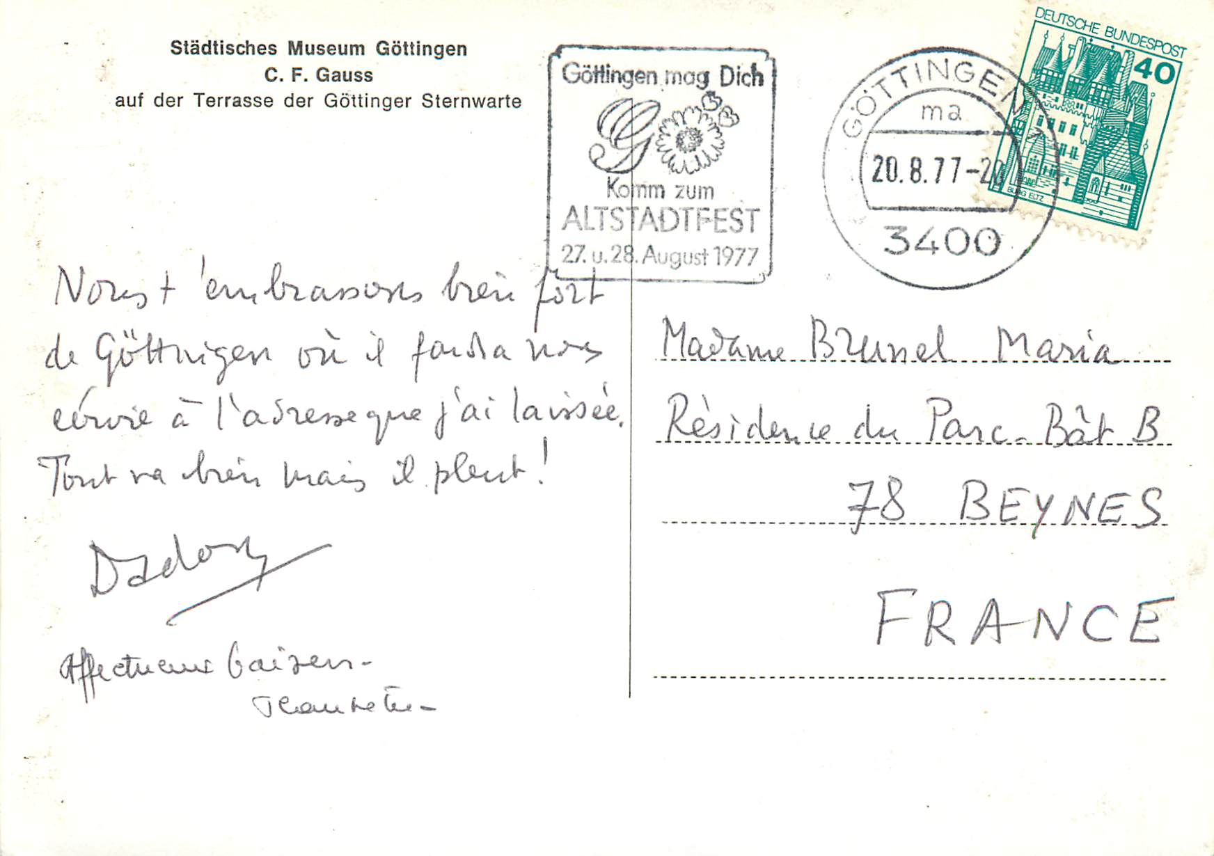 CPM Stadtisches Museum Gottingen Astronomie Gauss — Verso