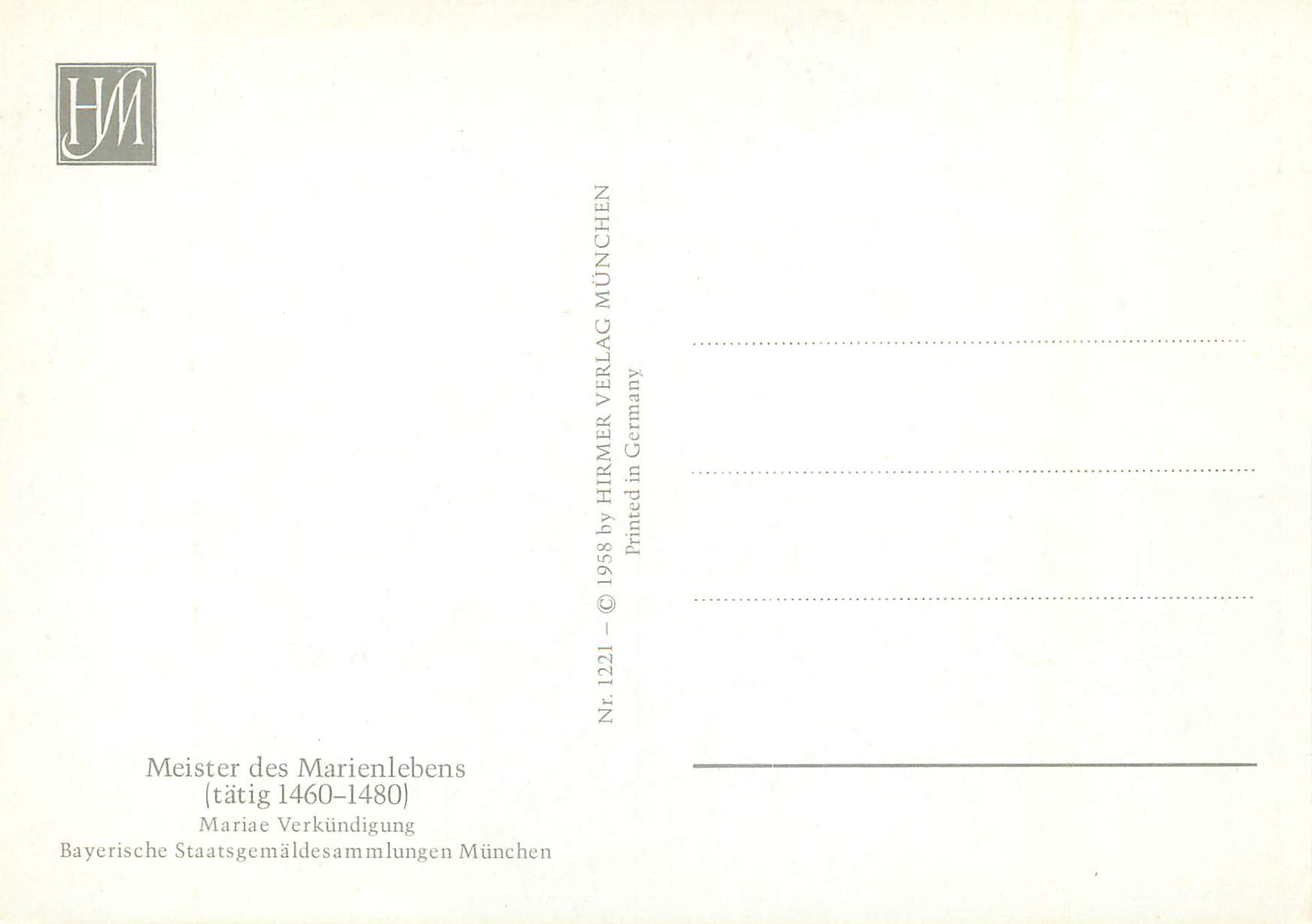 CPM Mariae Vekundigung — Rückseite