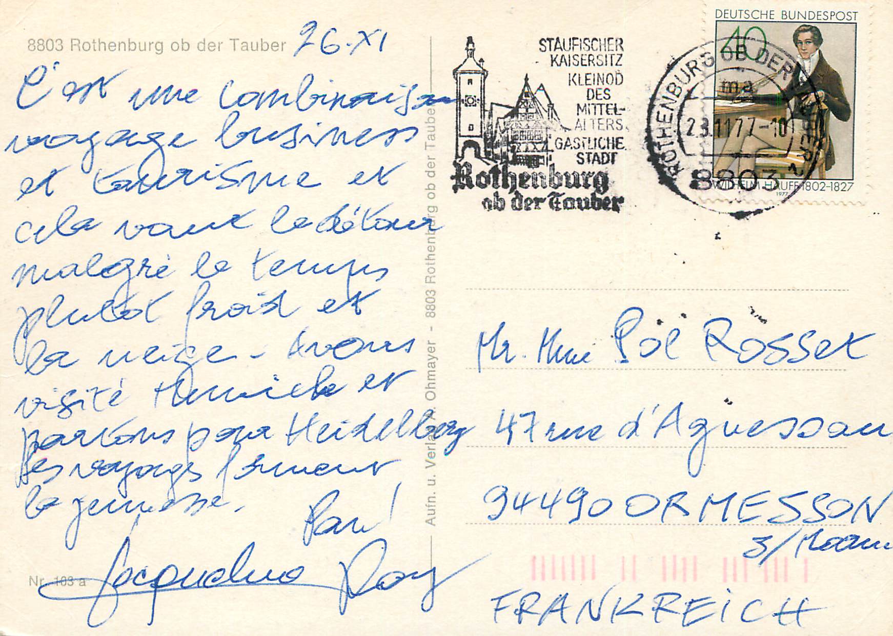 CPM Rothenburg od der Tauber — Rückseite