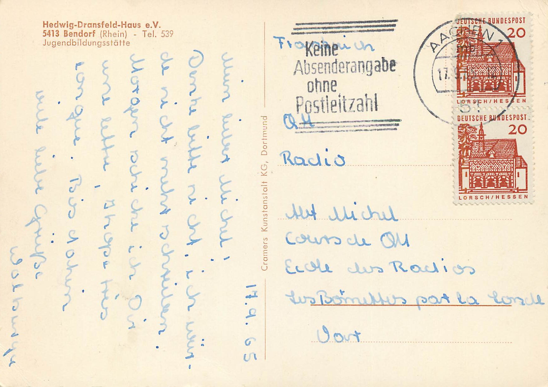 Hedwig-Dransfeld-Haus e.V. — Jugendbildungsstätte à Bendorf (Rhein) — éditeur non visible — Verso