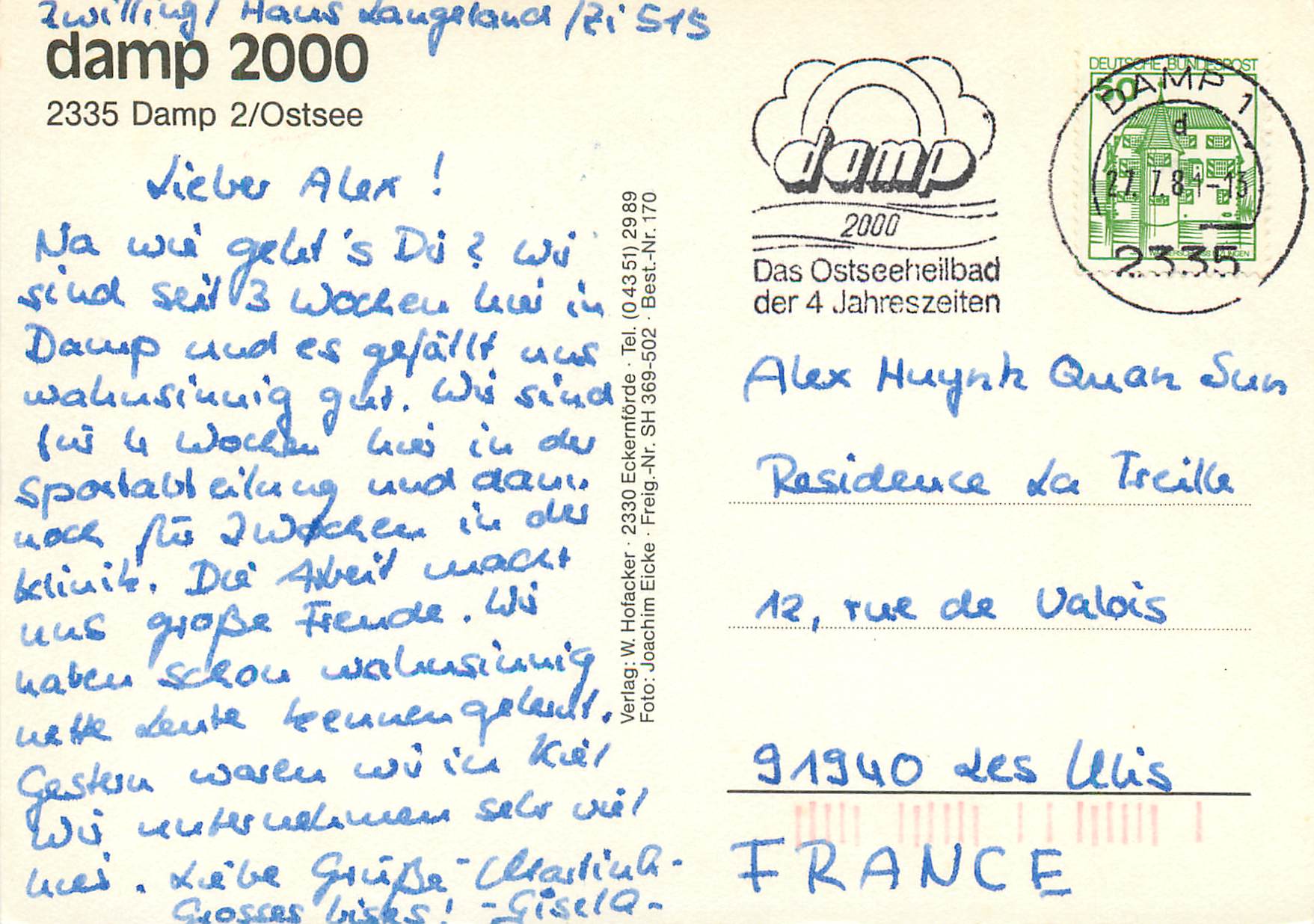 Damp 2000 — Das Ostseeheilbad der 4 Jahreszeiten — Verlag W. Hotacker — Rückseite
