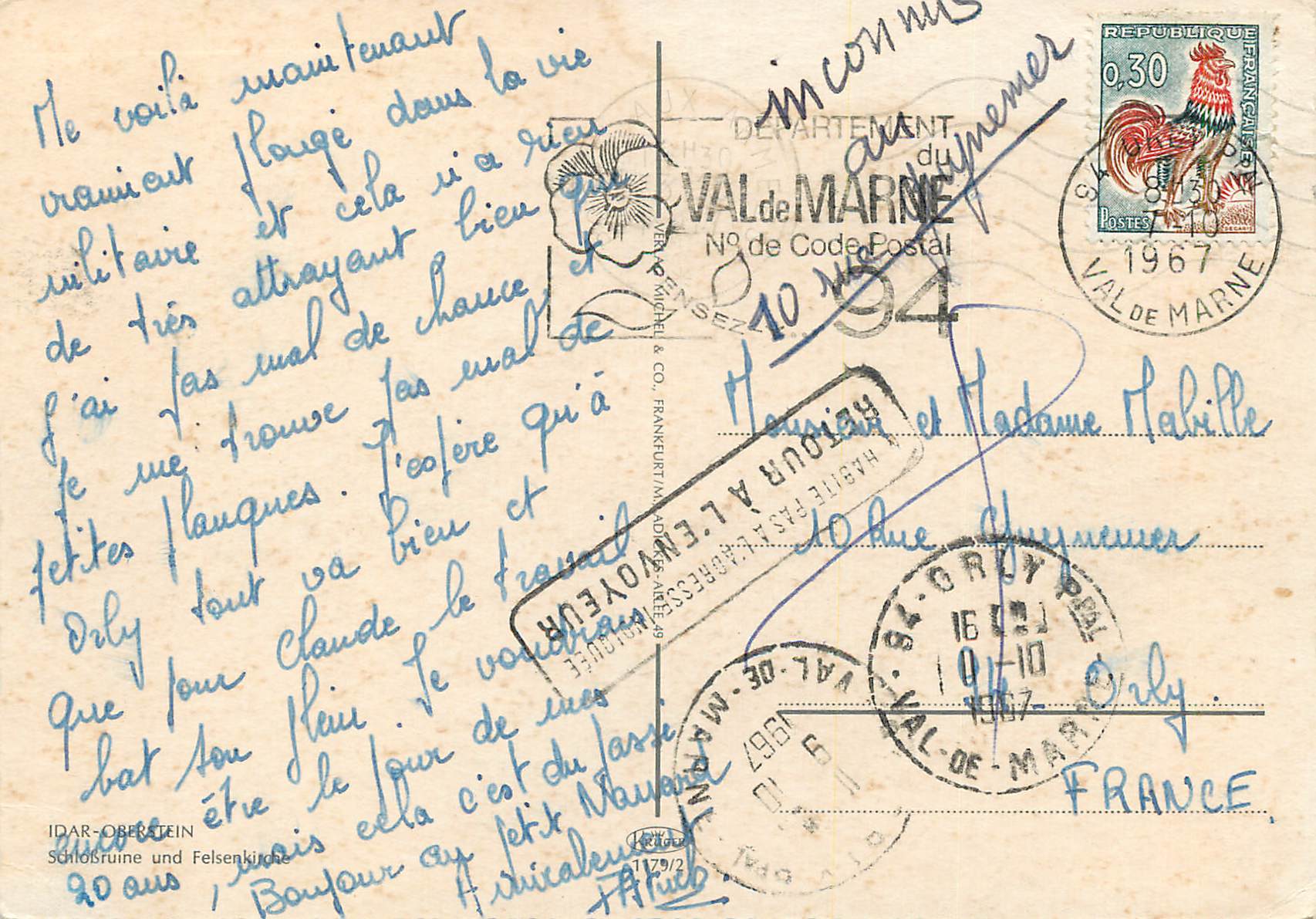Val de Marne — vue de la rivière et des ruines — éditeur IDAR-OBERTHIN — Rückseite