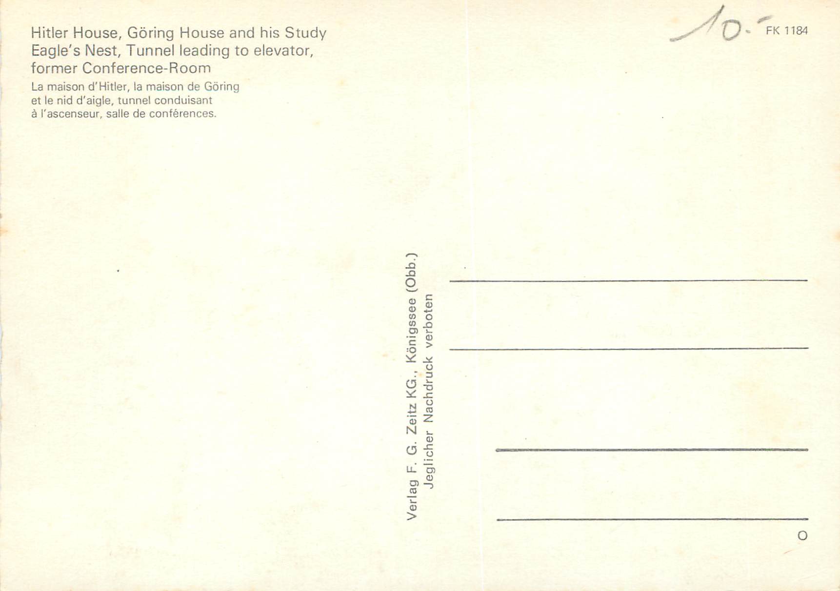 CPM Hitler Haus-Goering House and his Study — Rückseite