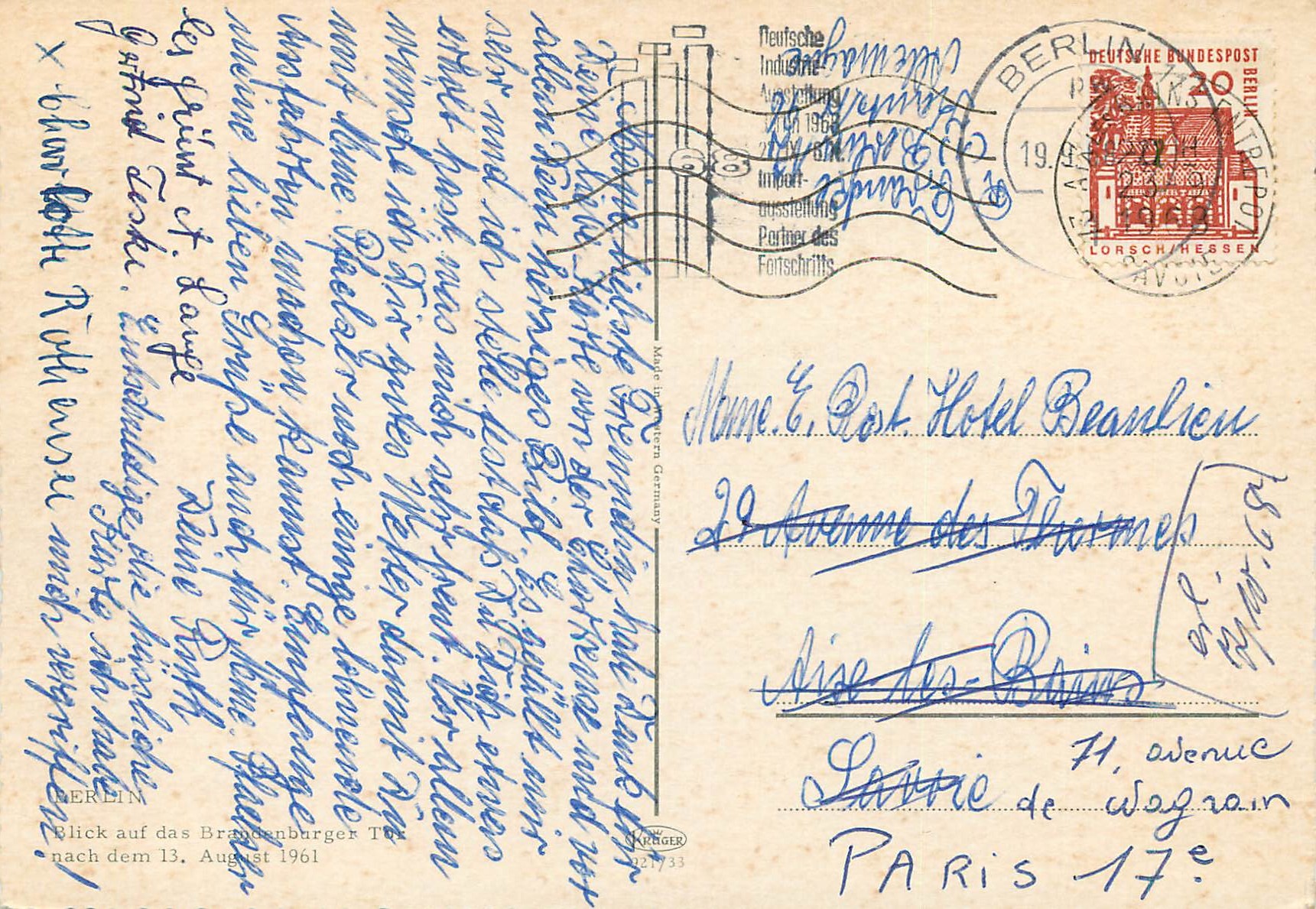 CPA August 1961 — Rückseite