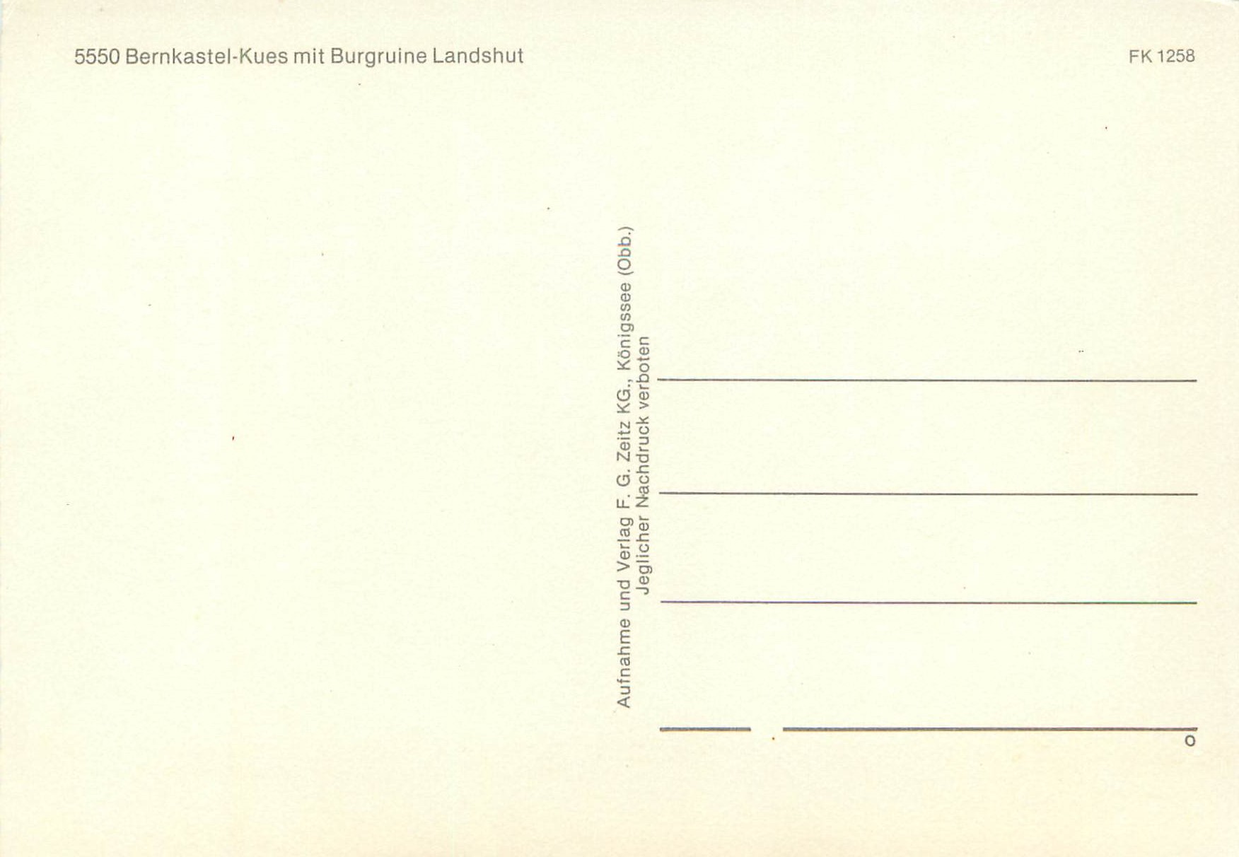 CPM Burgruine Landshut Bernkastel Mosel — Rückseite
