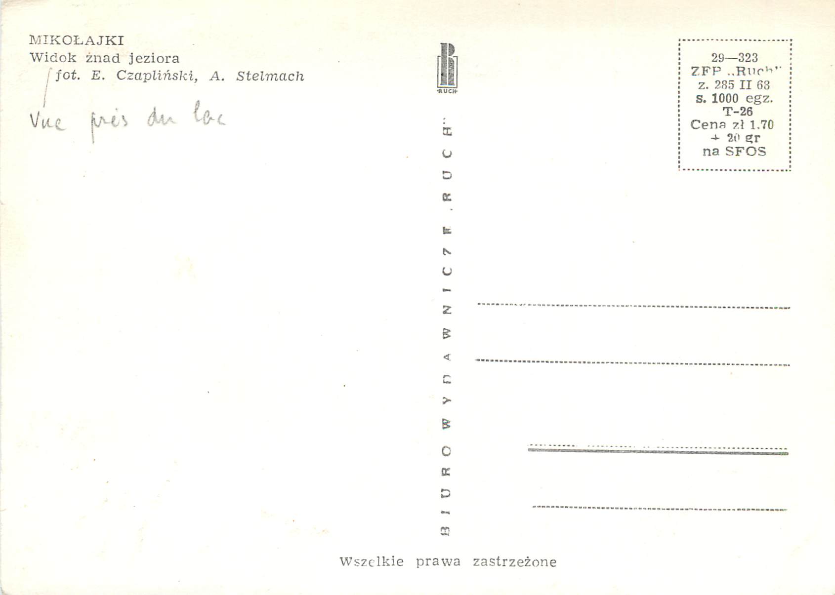 CPM Widok znad Jeziora Mikolajki — Verso