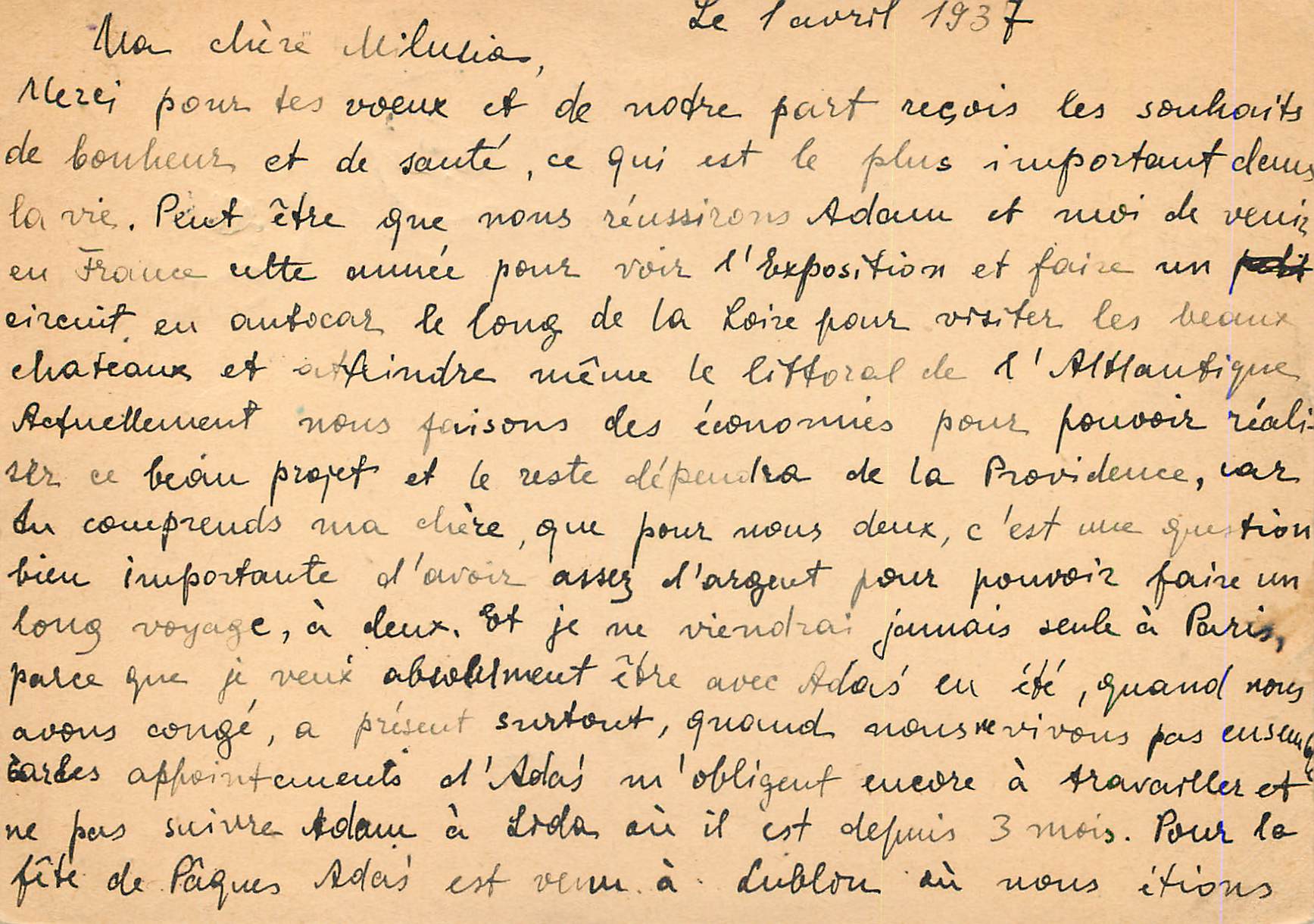 Entier Postal 1937 pour Paris Rue Caillaux — Back