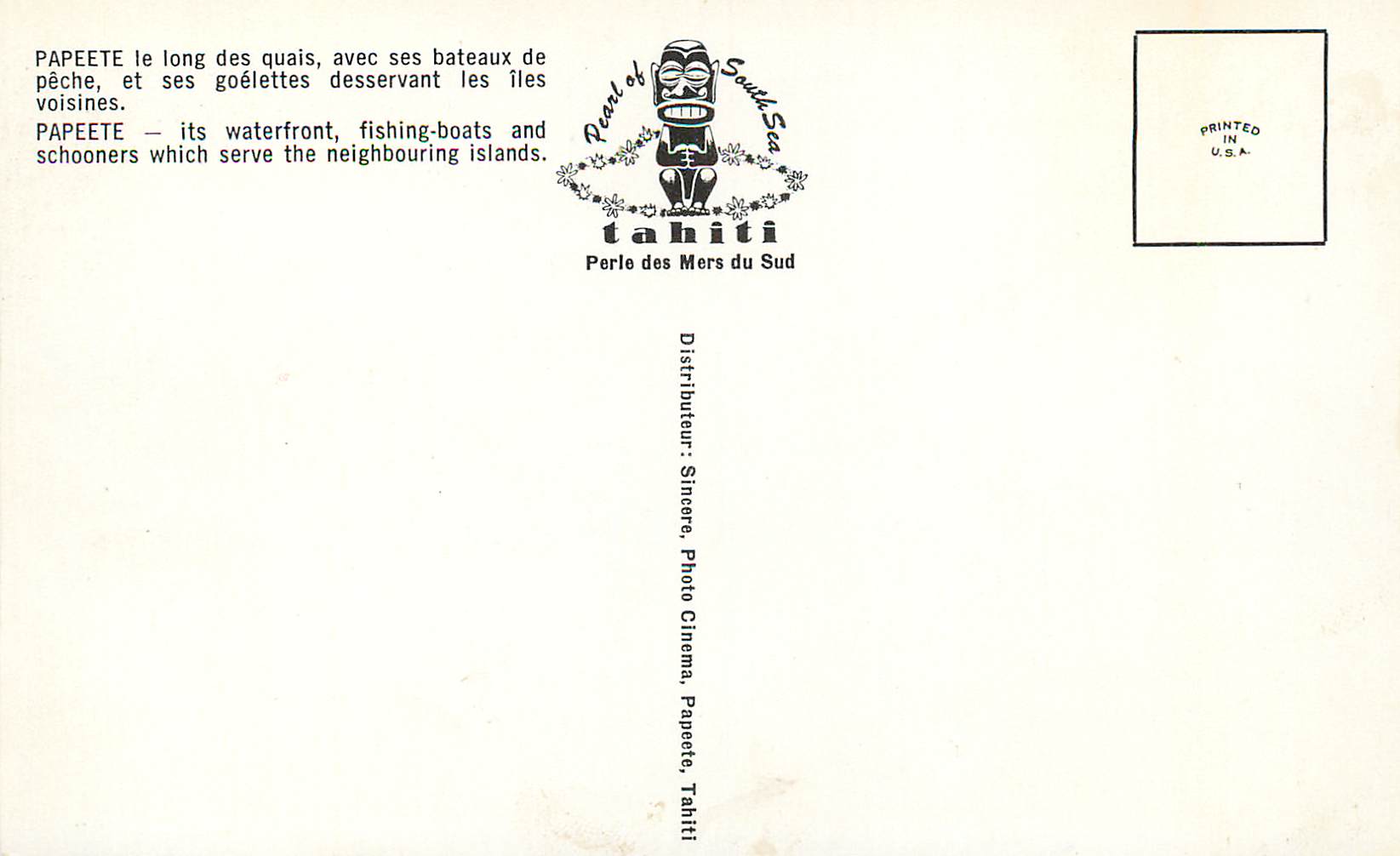 CPM Papeete Tahiti Francaise — Rückseite