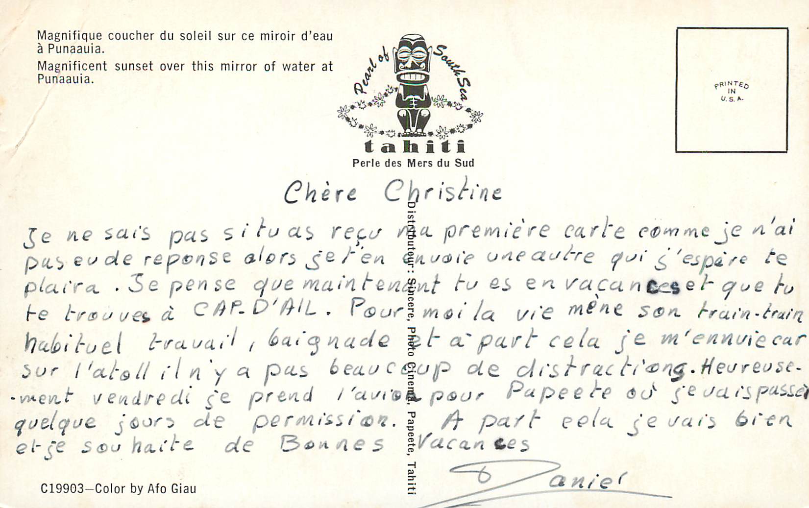 CPM Punaauia Tahiti Francaise — Rückseite