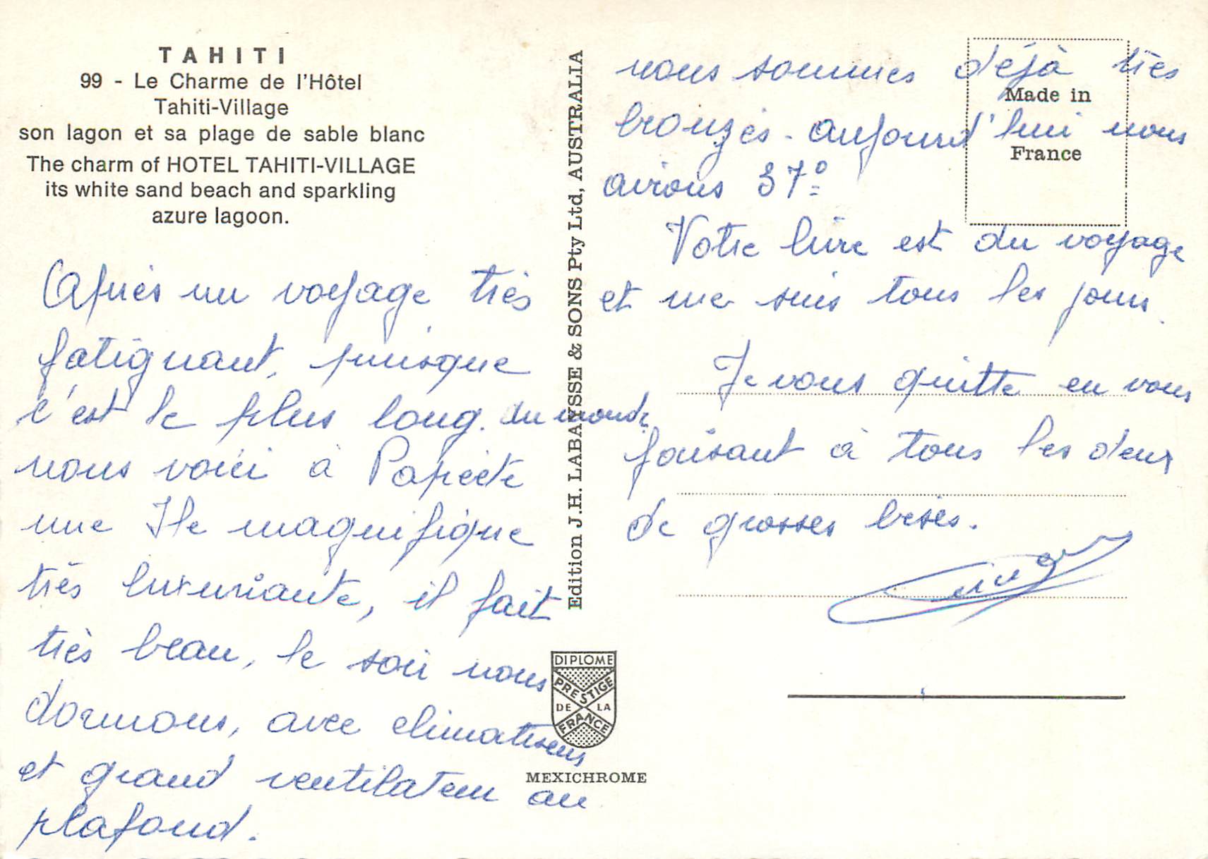 CPM Hotel Tahiti-Village Tahiti — Rückseite