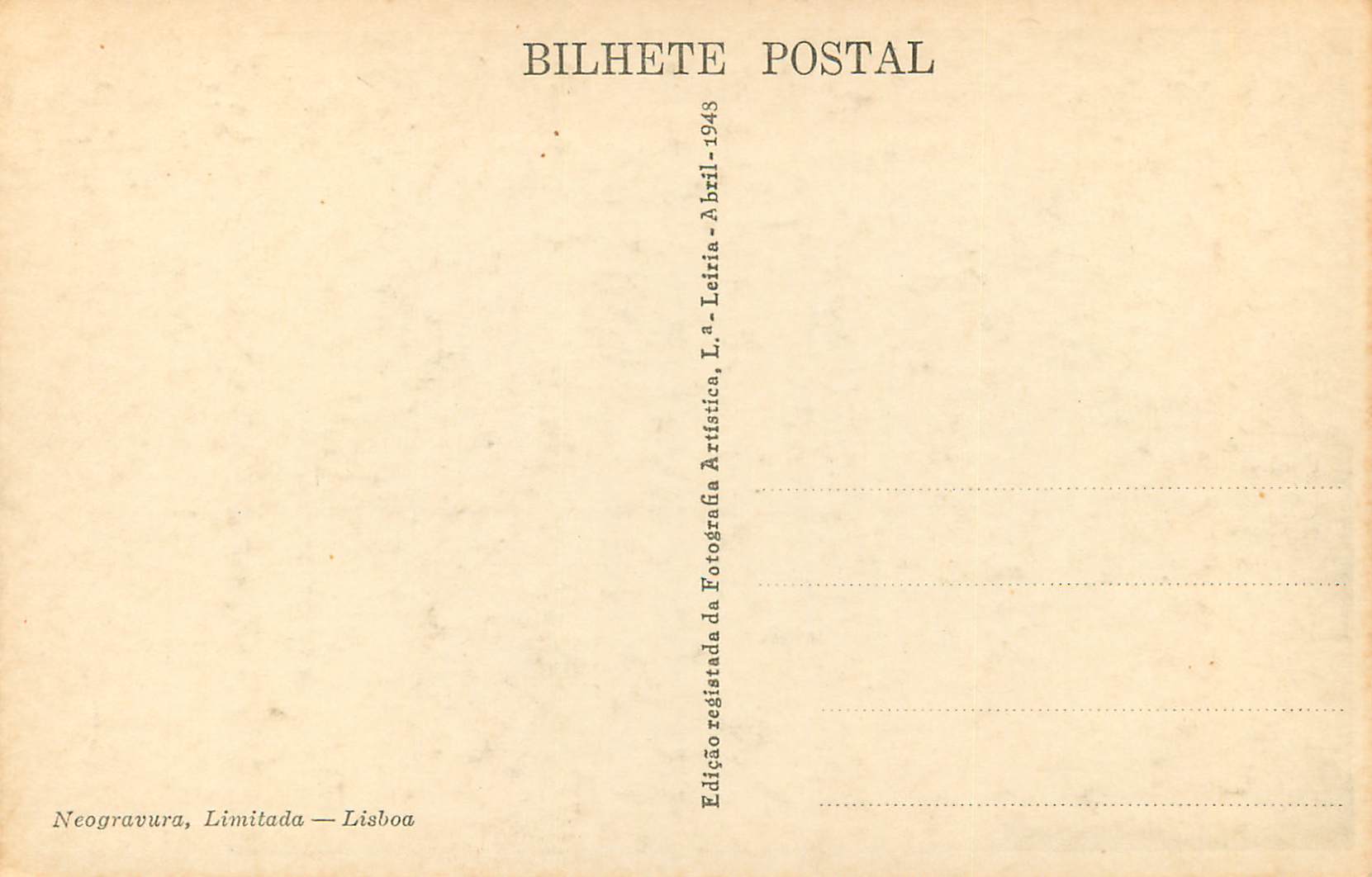 CPA Vista Lateral Batalha Leiria — Rückseite