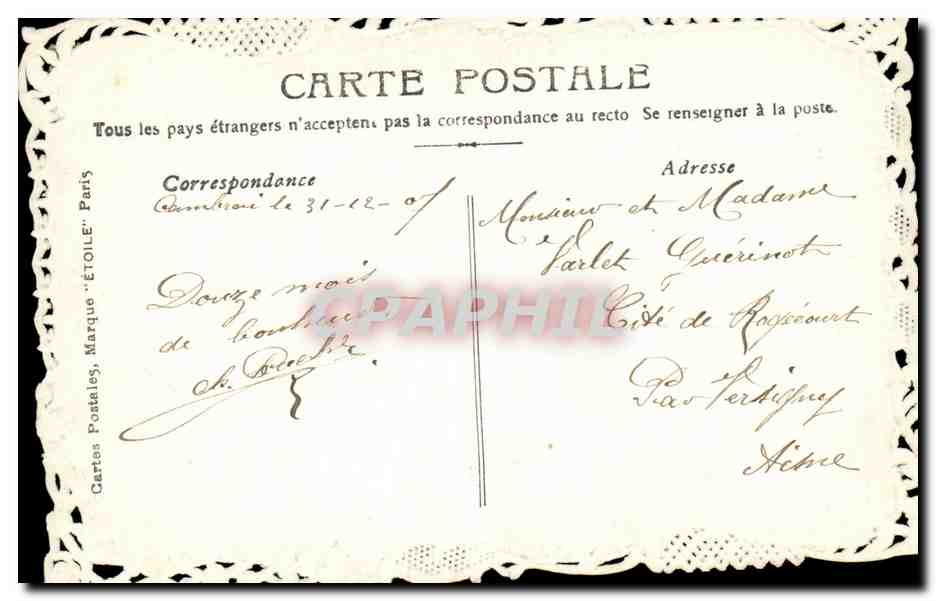 CPA Fantaisie Bonne carte carte brode superbe — Rückseite