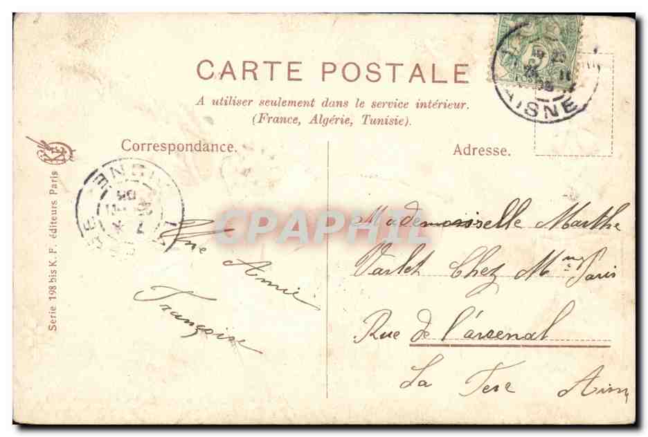 CPA Fantaisie Bonne et heureuse annee (main rose) — Rückseite