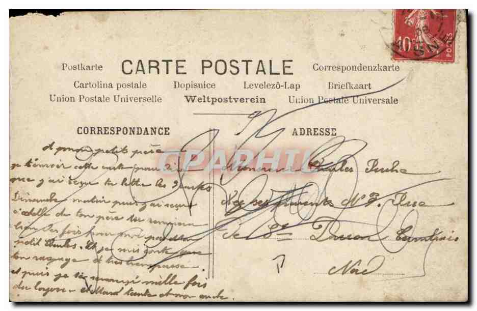 CPA Fantaisie Prenoms Alfred Jacques Philippe Pierre Auguste Henri — Rückseite