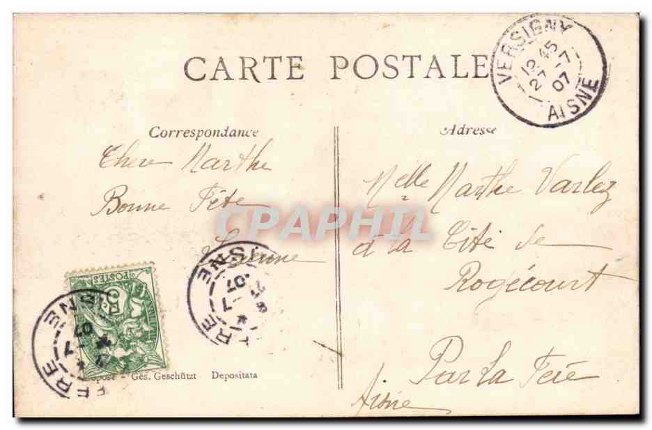 Femme souriante avec bouquets — AOC'S, n° 408 — Achterkant