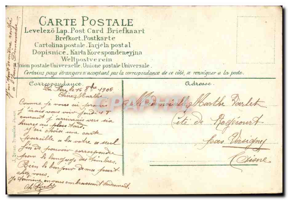 CPA Fantaisie Le langage des timbres (SEmeuse) — Rückseite