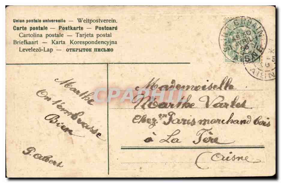 CPA Fantaisie Souvenir du 1er mai (fleurs) — Verso
