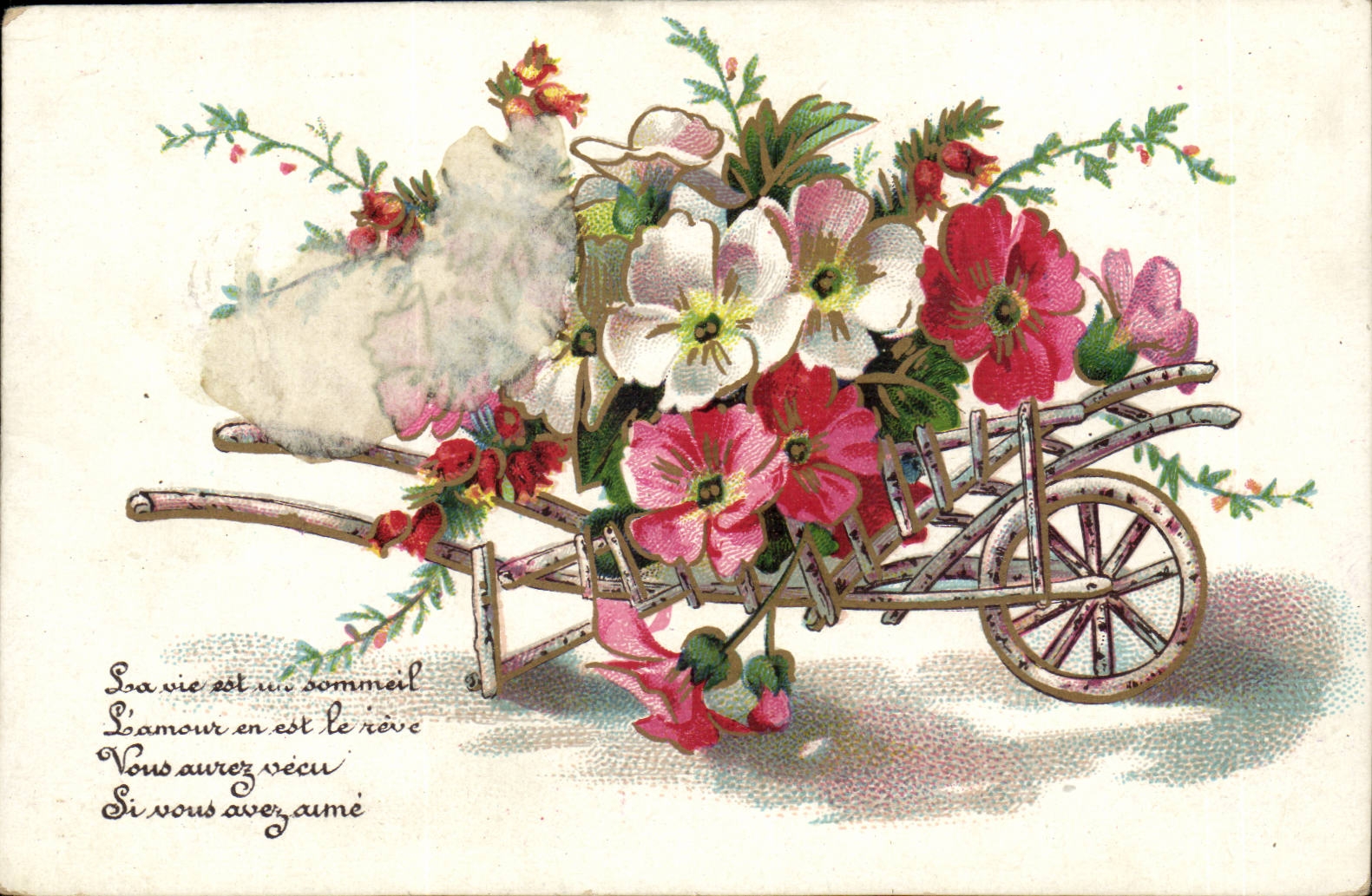 CPA Fantaisie Chariot de fleurs