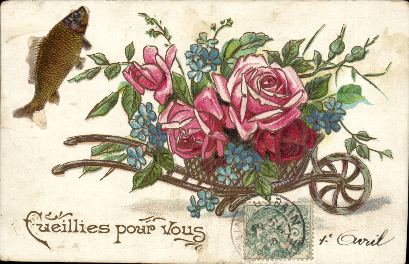 CPA Fantaisie Ceuillies pour vous 1er avril Easter Paques
