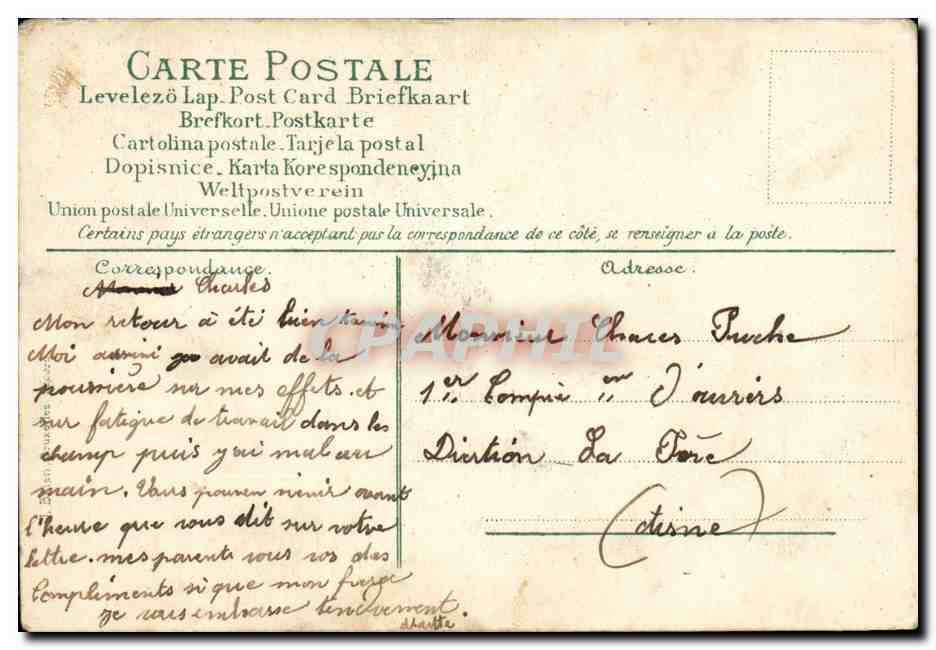 CPA Fantaisie Langage des timbres Semeuse  — Rückseite