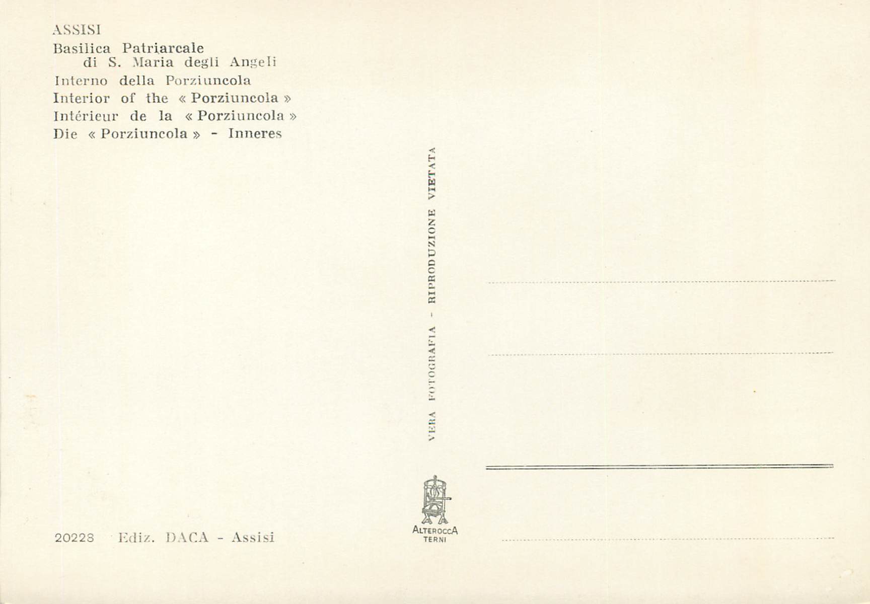 CPM Assisi Perouse Basilica Patriarcale di S.Maria degli Angeli — Rückseite