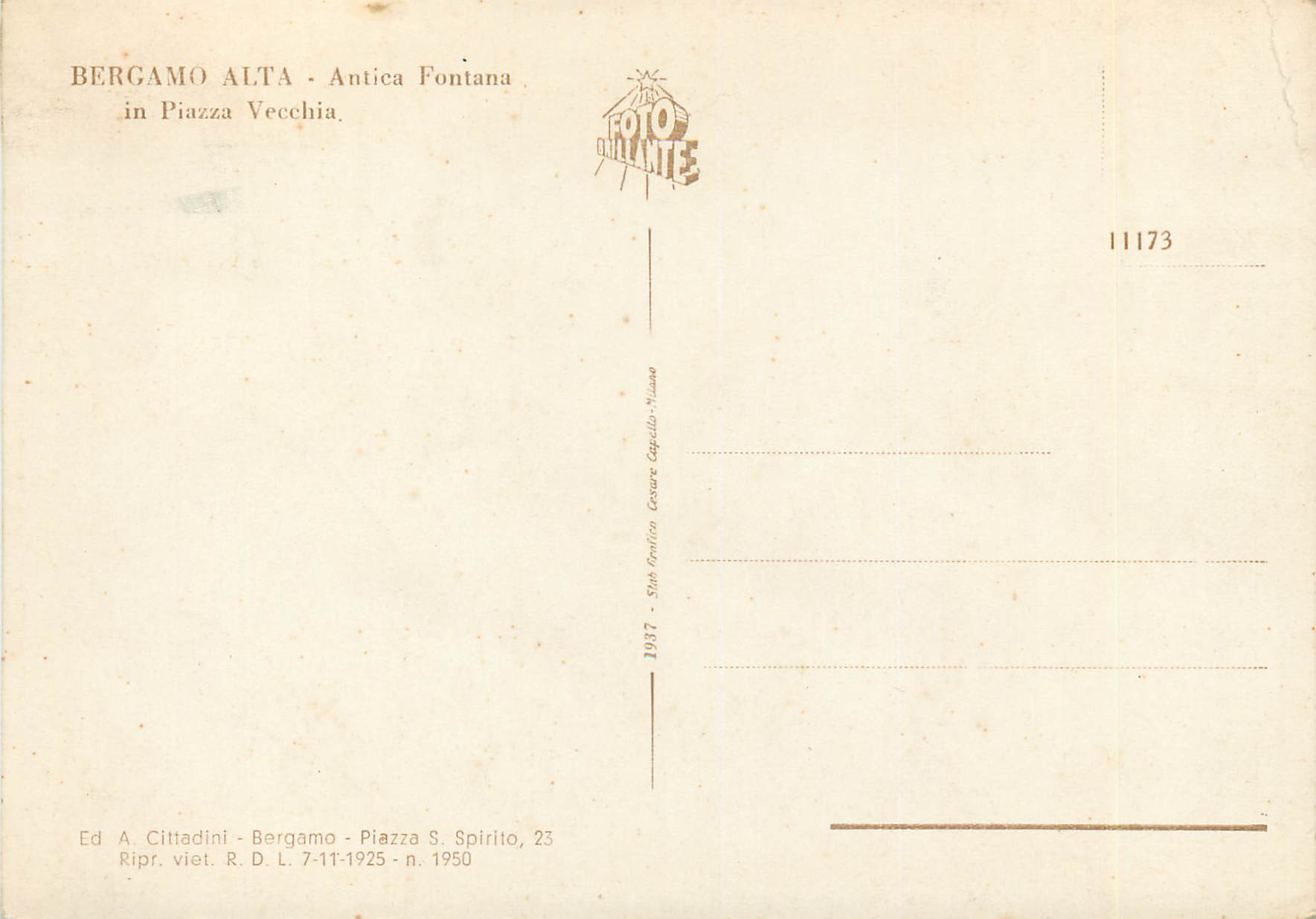 CPM Bergamo Alta - Antica Fontana — Rückseite