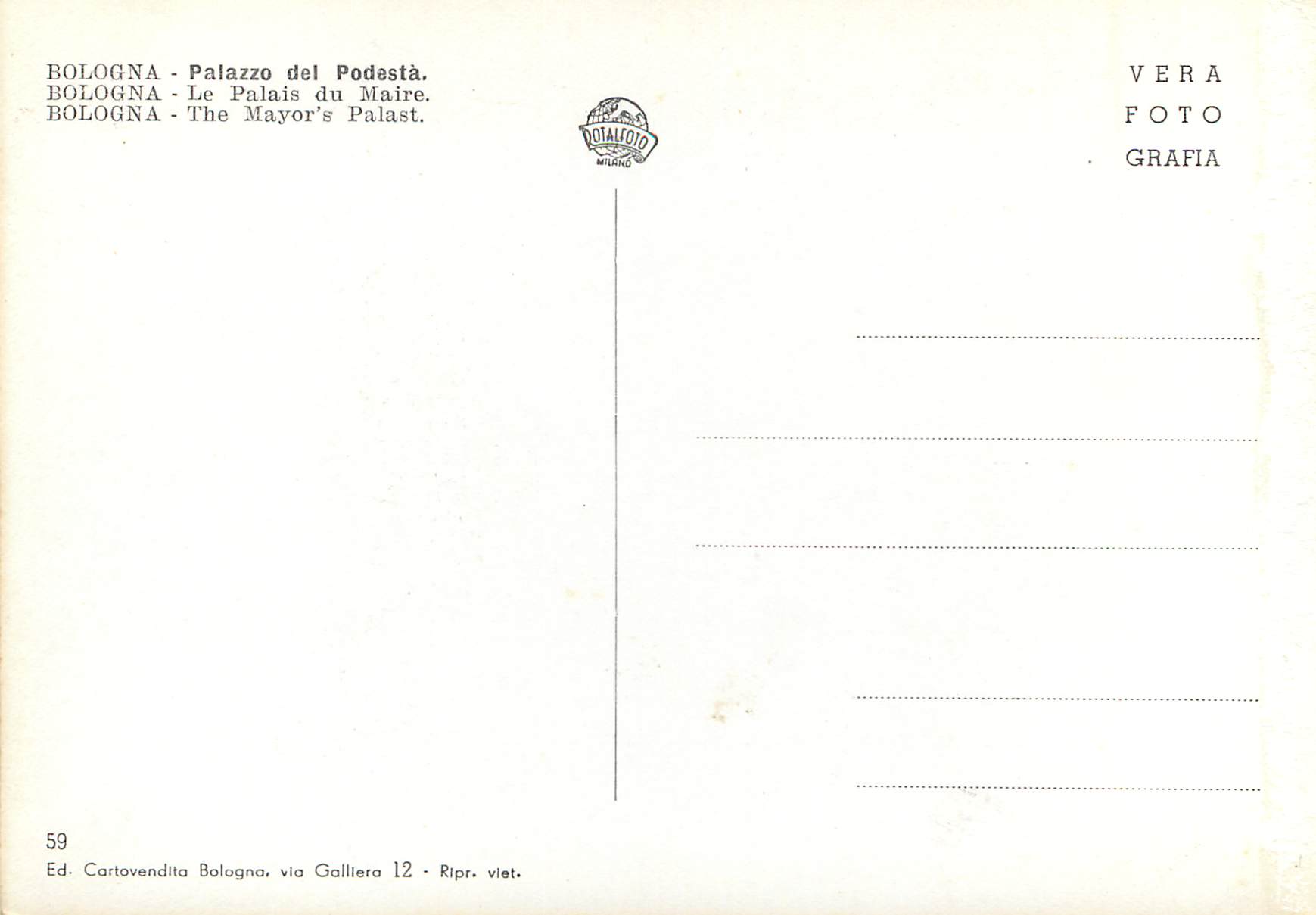 CPM Bologna Palazzo del Podesta — Rückseite