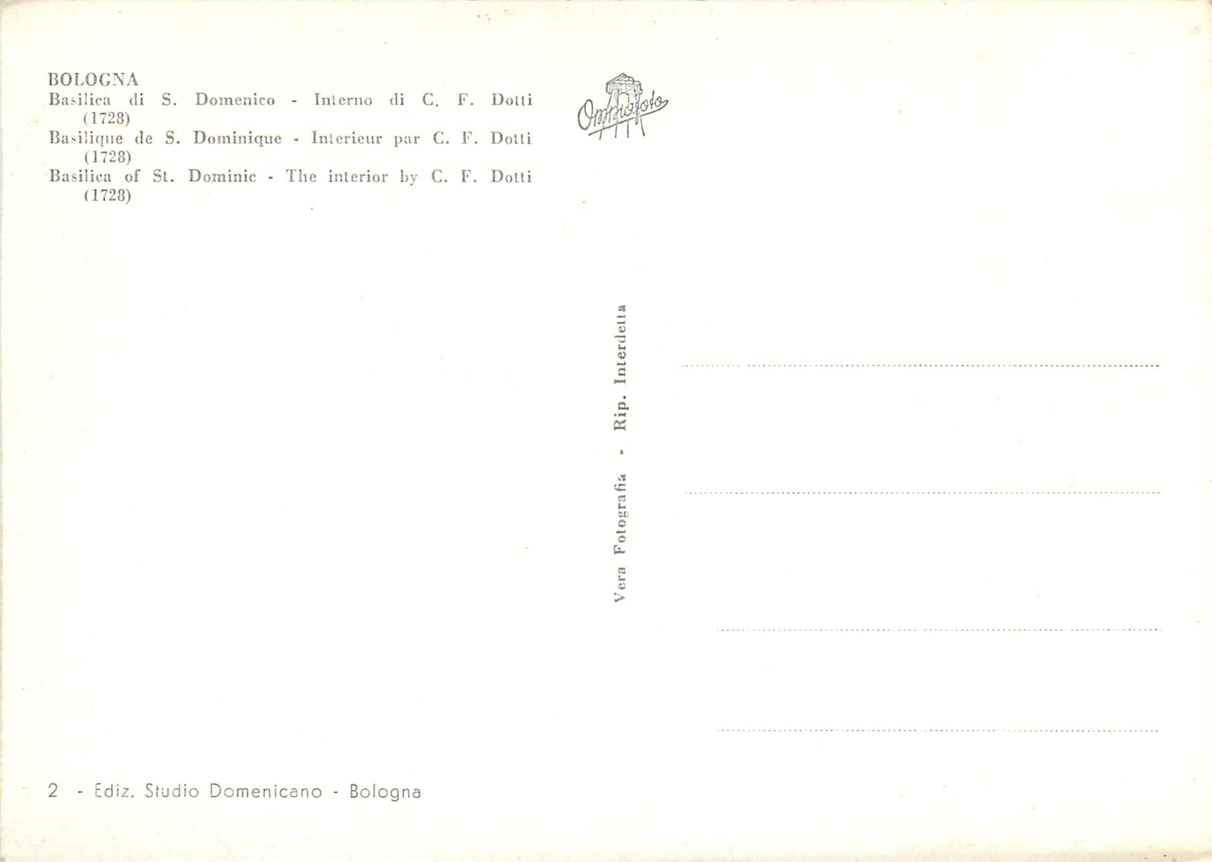 CPM Bologna Basilica di S. Domenico — Rückseite