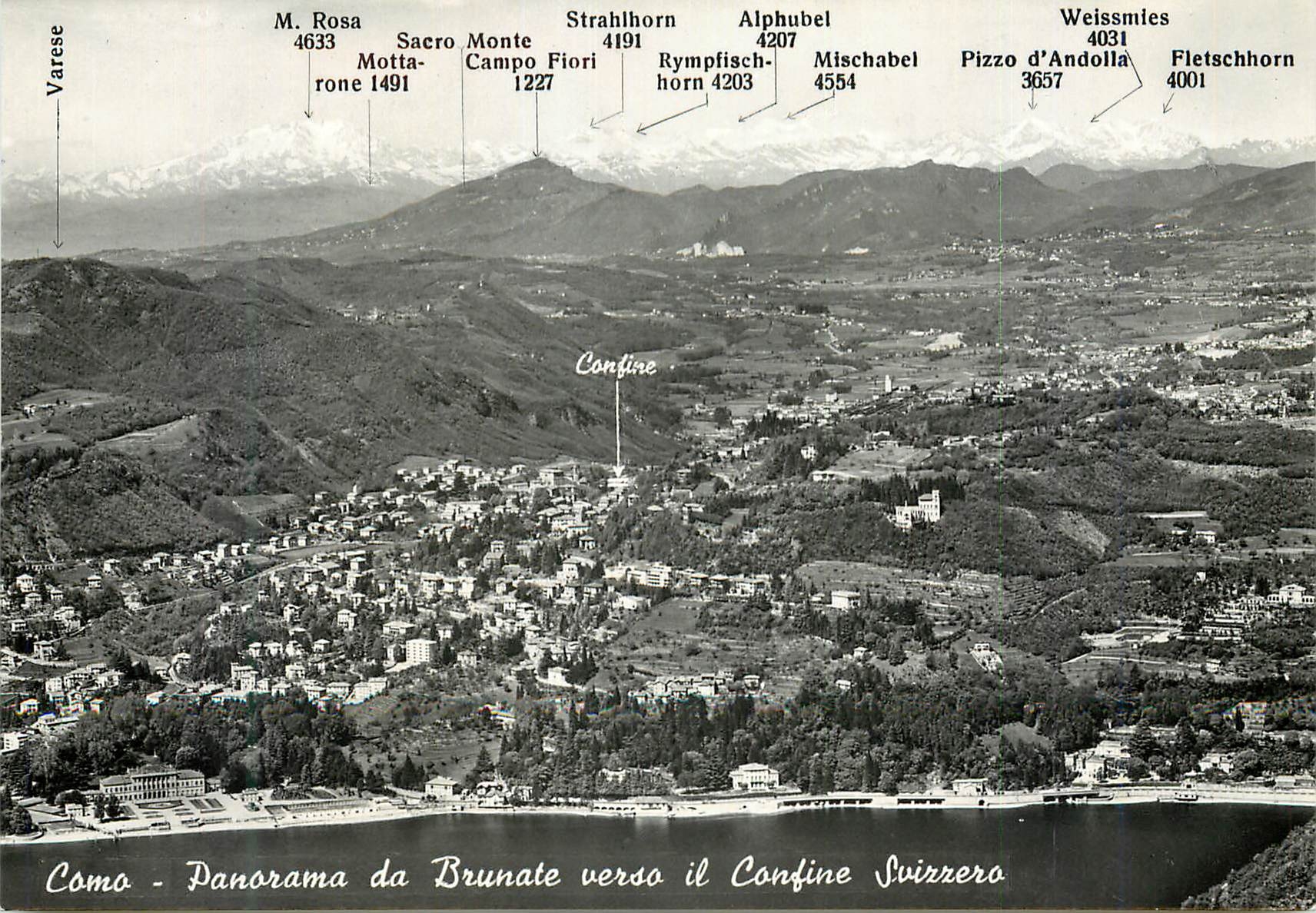 CPM Como Panorama da Brunate Confine Svizzero