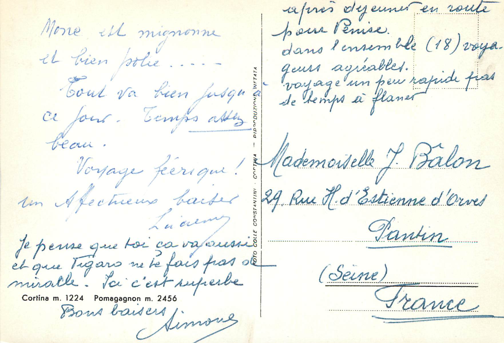CPM Cortina Belluno Il Pomagagnon — Rückseite