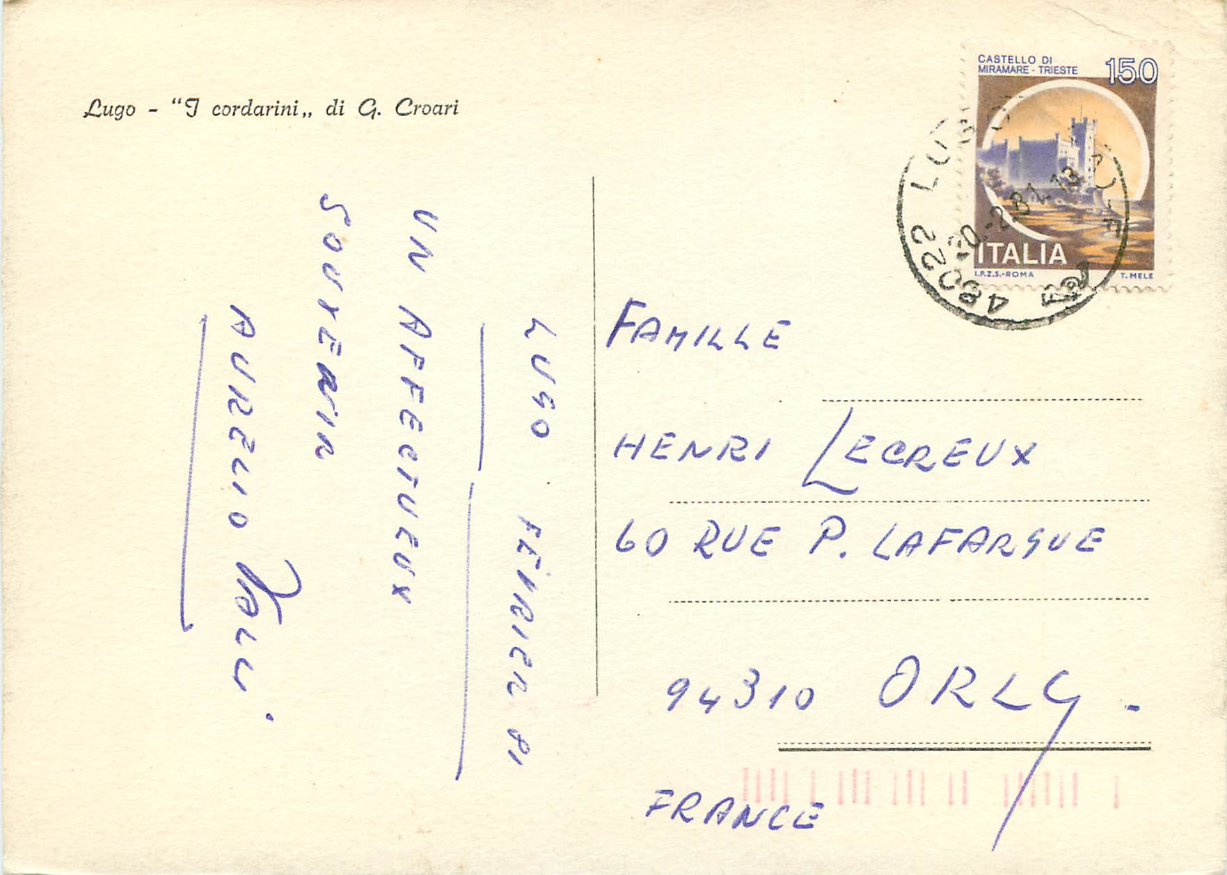 CPM Lugo I Cordarini di G Croari — Verso