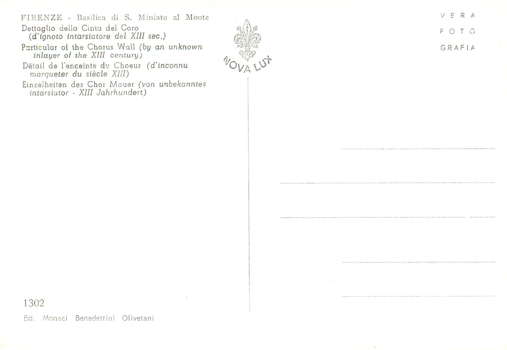 CPM Firenze Basilica di S. Miniato al Monte — Rückseite