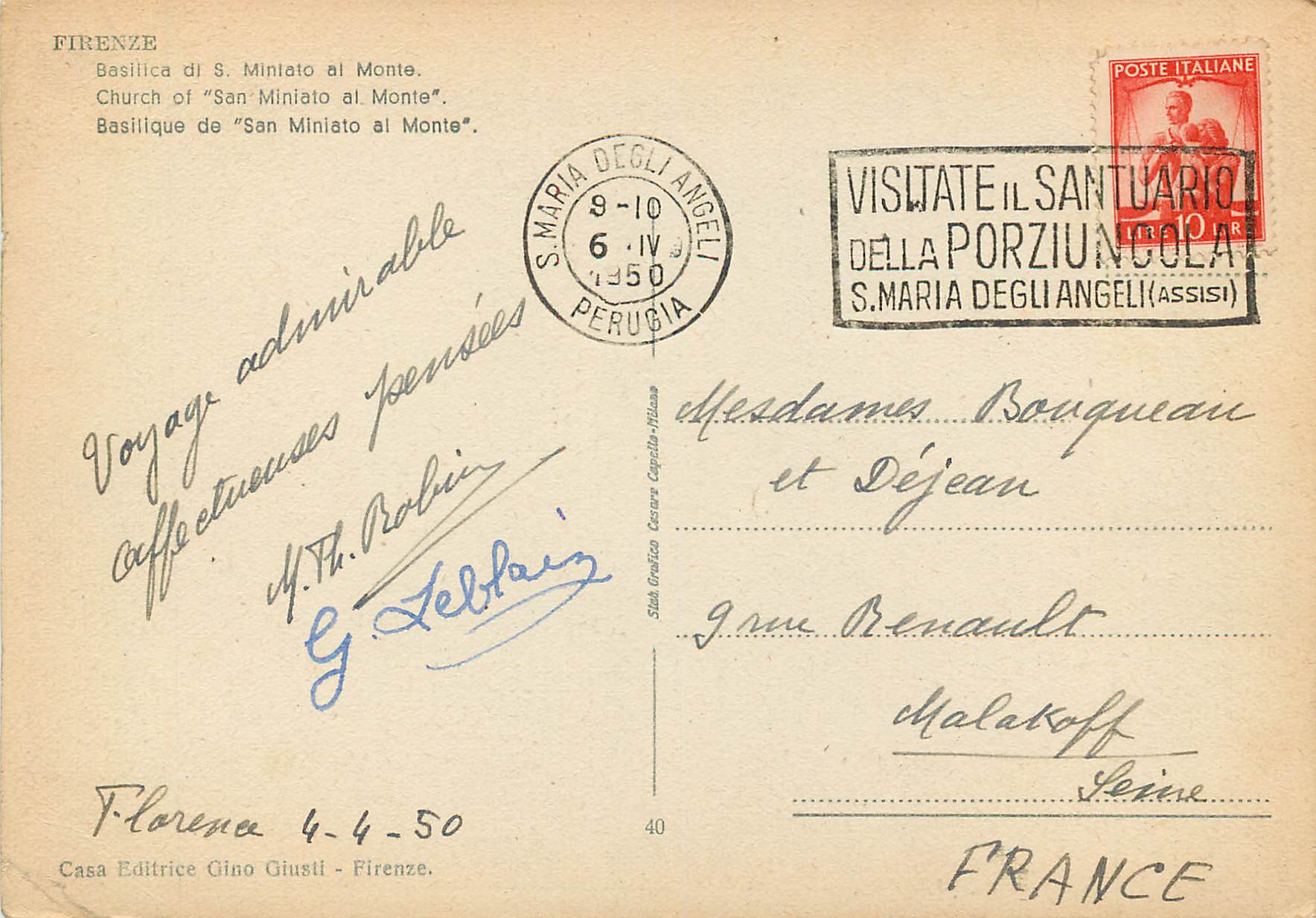 CPM Firenze Basilica di S. Miniato al Monte — Rückseite