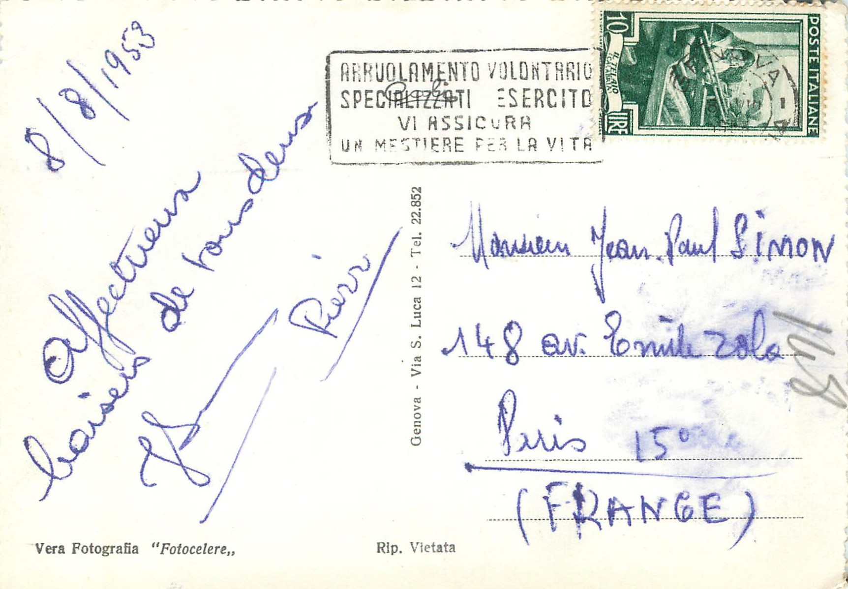 CPM Genova Degli Panorama dal Castellacio — Rückseite