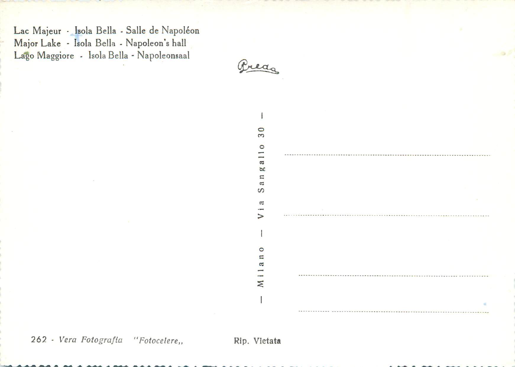 CPM Lago Maggiore Isola Bella Sala di Napoleone — Rückseite