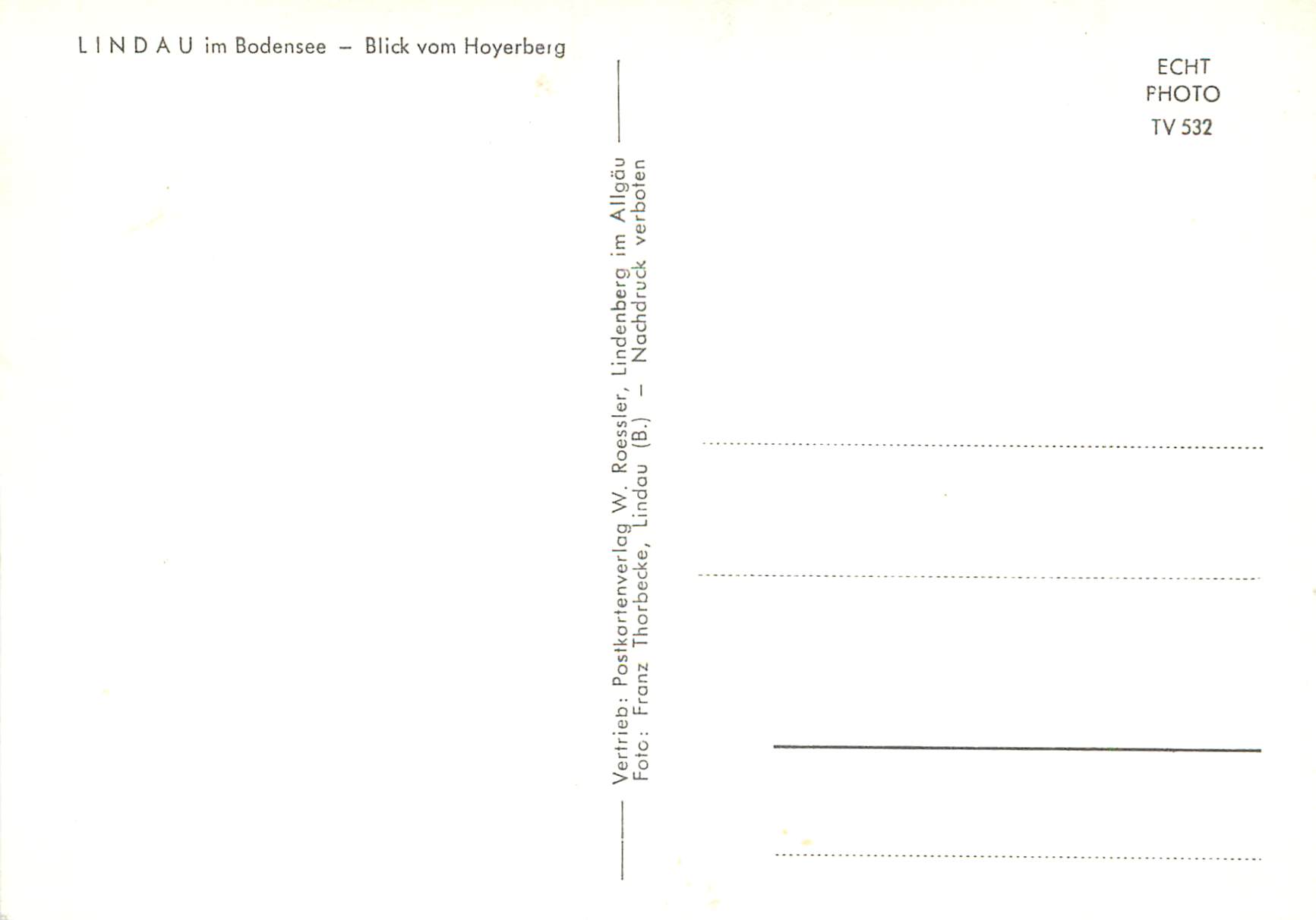 CPM Lindau a Bodensee Blick vom Hoyerberg — Rückseite