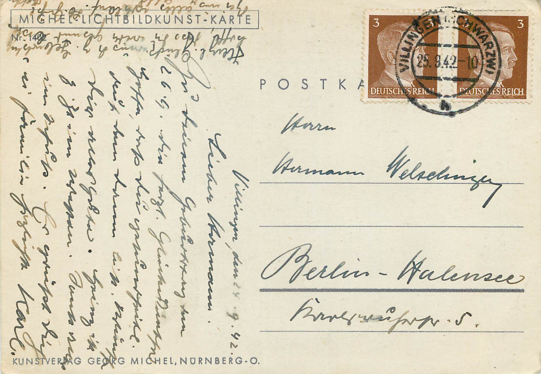 CPM Kunstverlag Georg Michel Nurnberg Lindgau — Back