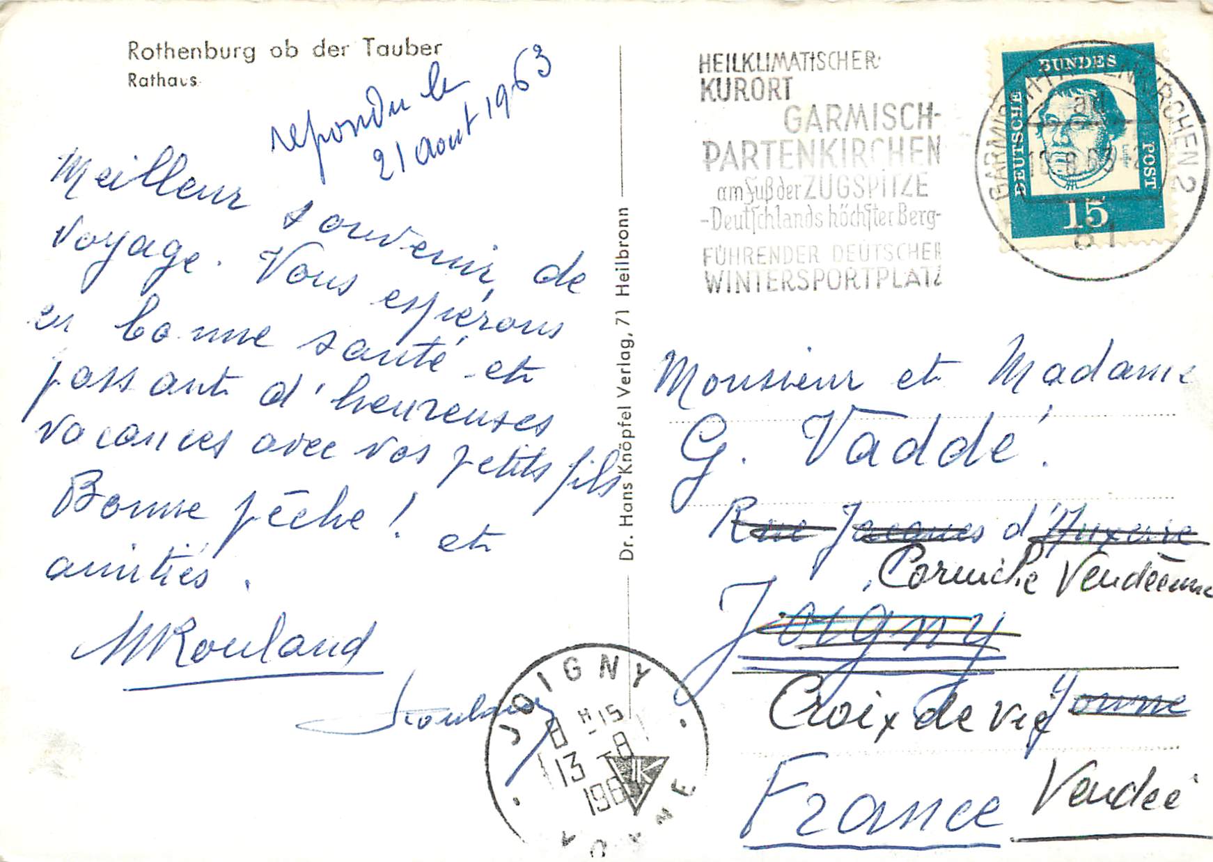 CPM Rothenburg o.d Tauber Rathaus — Rückseite