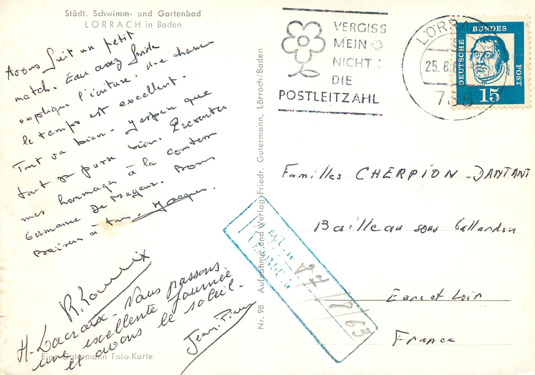 CPM Lorrach Baden Stadt Schwimm und GArtenbad — Rückseite