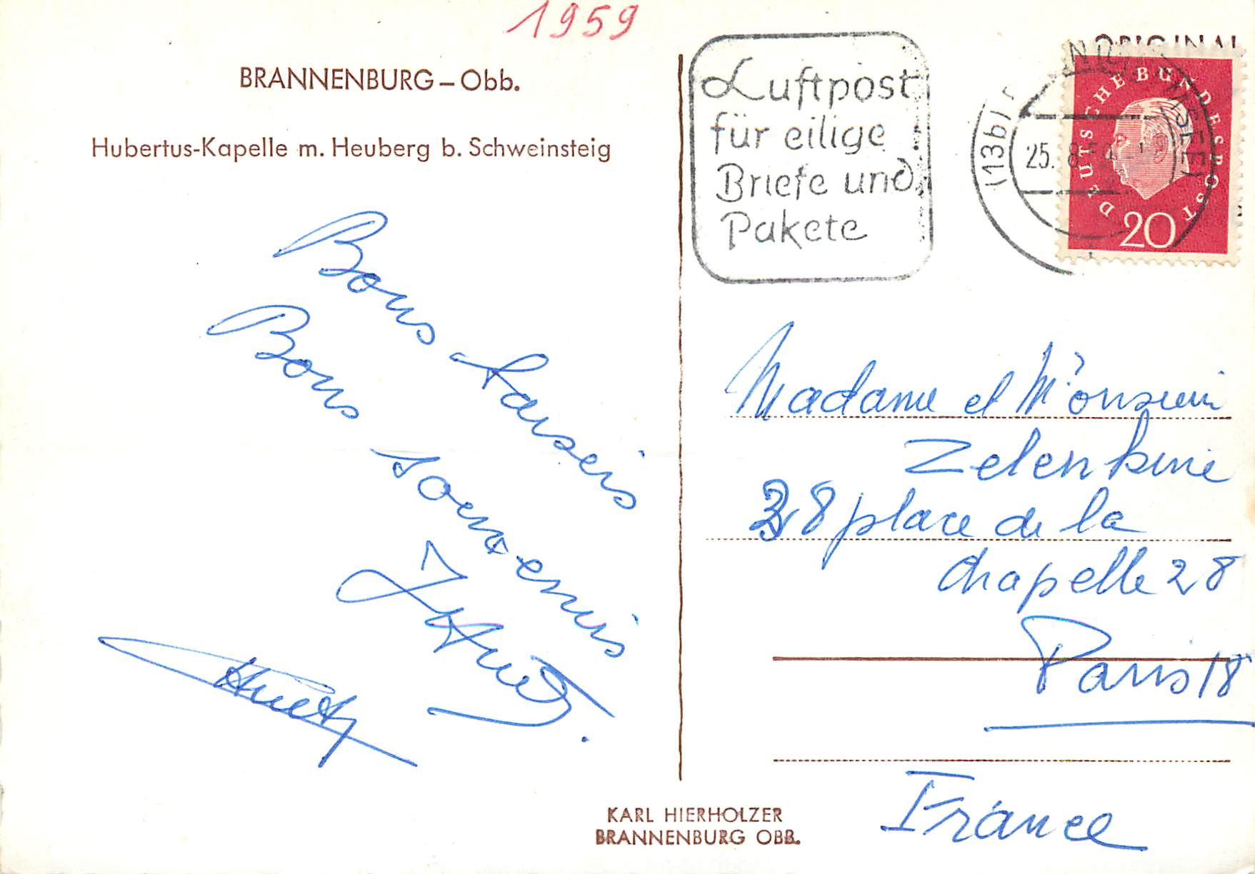 CPM Brannenburg obb Hubertus-Kapelle Heuberg — Back