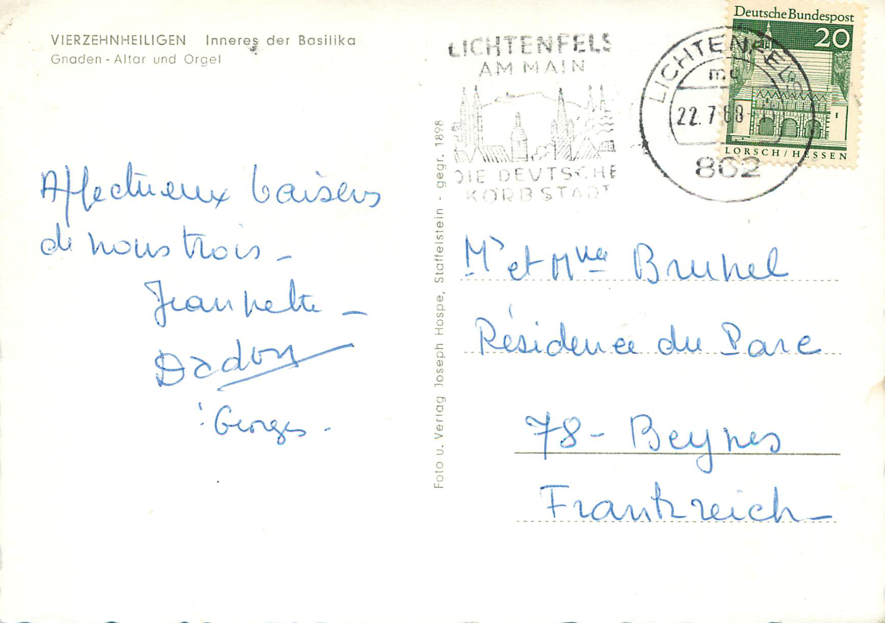 CPM Lichtenfels Vierzehnheiligen Inneres der Basilika Altar und Orgel — Back