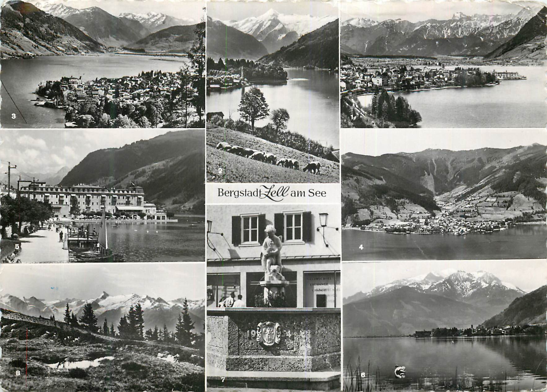 Bergstadt Zell am See — vue panoramique et monuments — éditeur inconnu, n° de série non visible