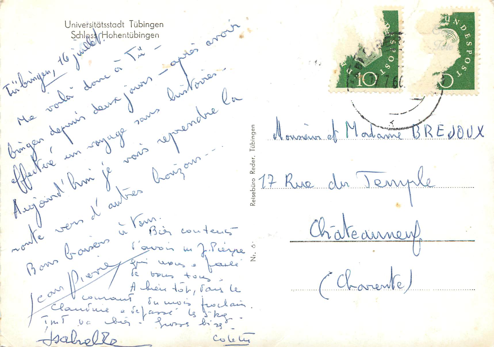 CPM Universitatsstadt Tubingen Schloss Hohentubingen — Rückseite