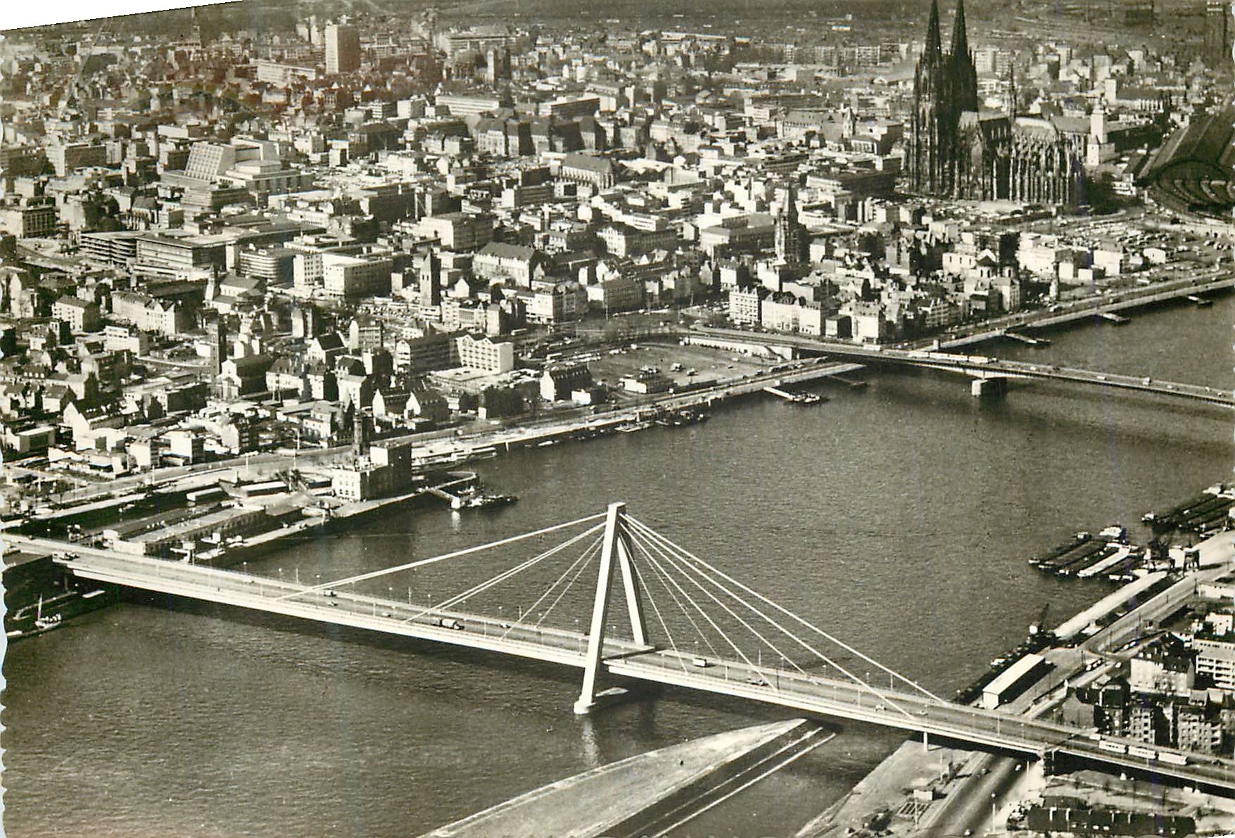 CPM Koln am Rhein Luftbild mit Severinsbrucke und Dom